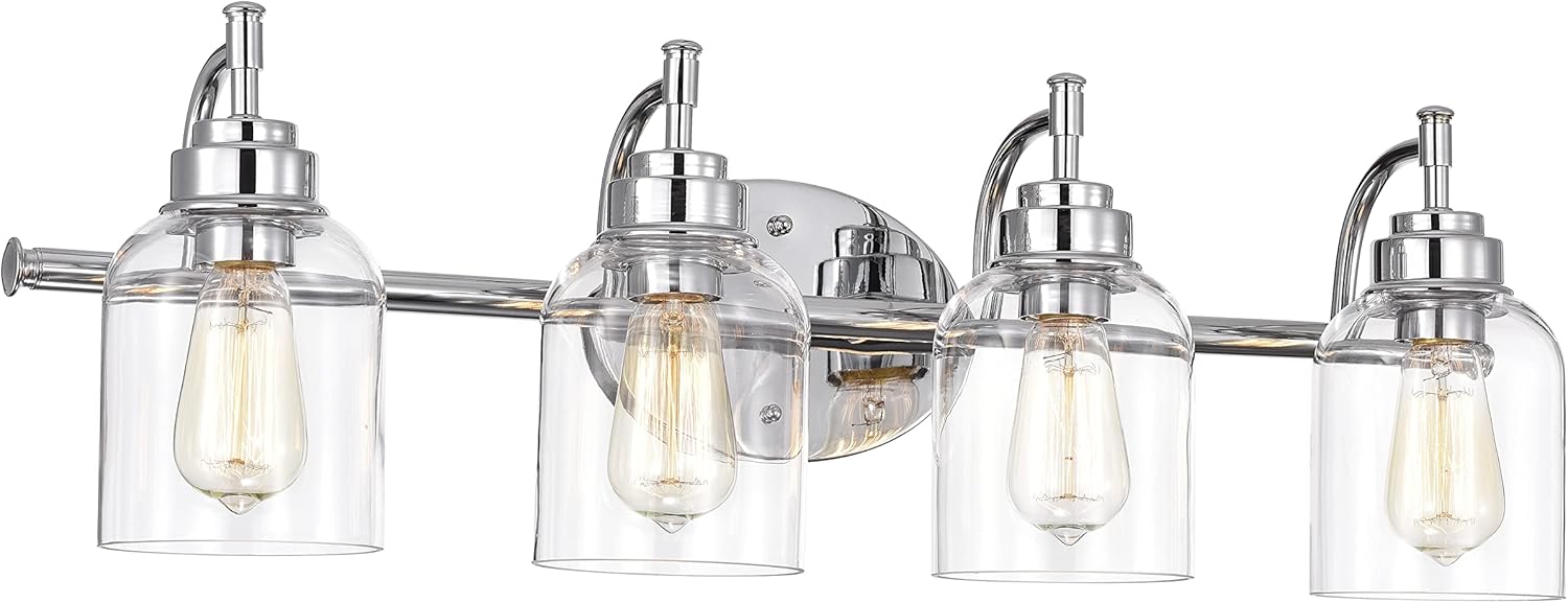 Chloe Lighting Adair Transitional 4 Light Chrome Bath Vanity Fixture 30" Wide