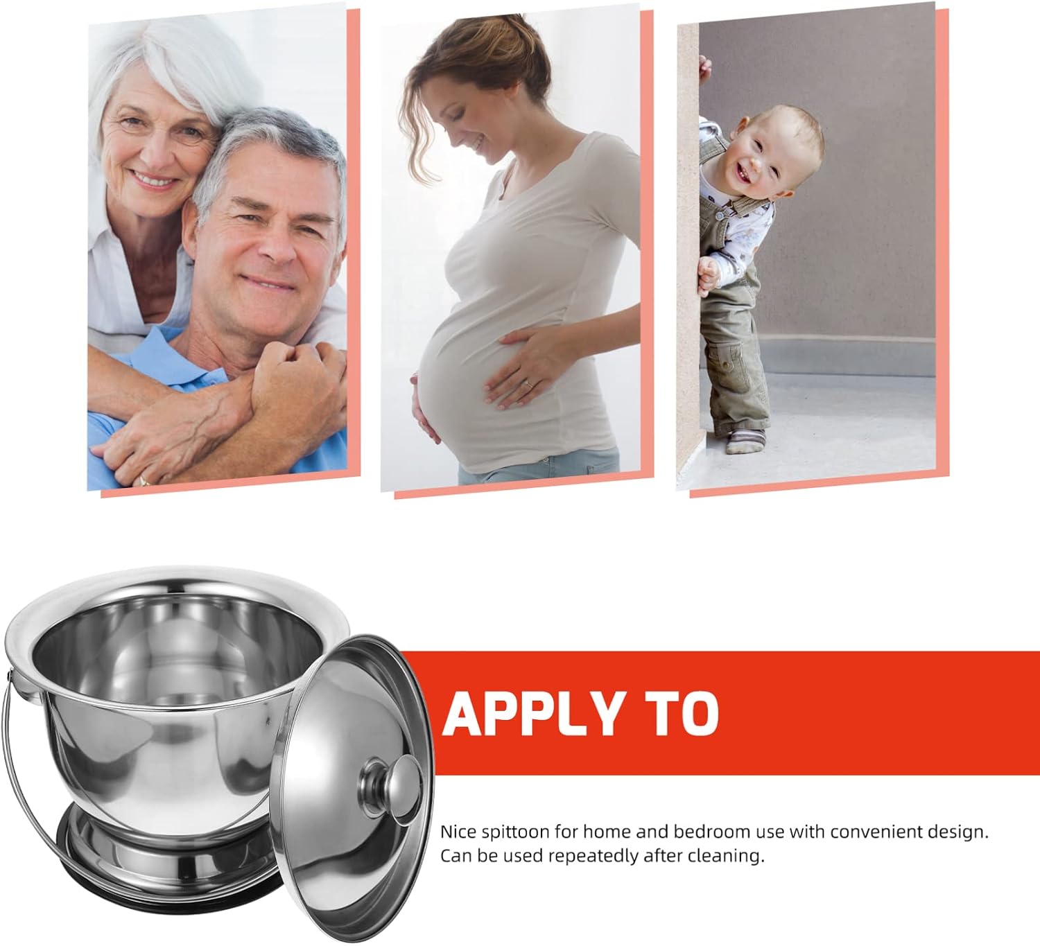 Tofficu Stainless Steel Urinary Pot with Lid 9.84 Inch Portable Covered Night Urinal Bedpan for Elderly Children Pregnant Women Home Travel