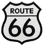 Route 66 Embroidered Patch White Iron-On Highway Road Sign Biker Emblem