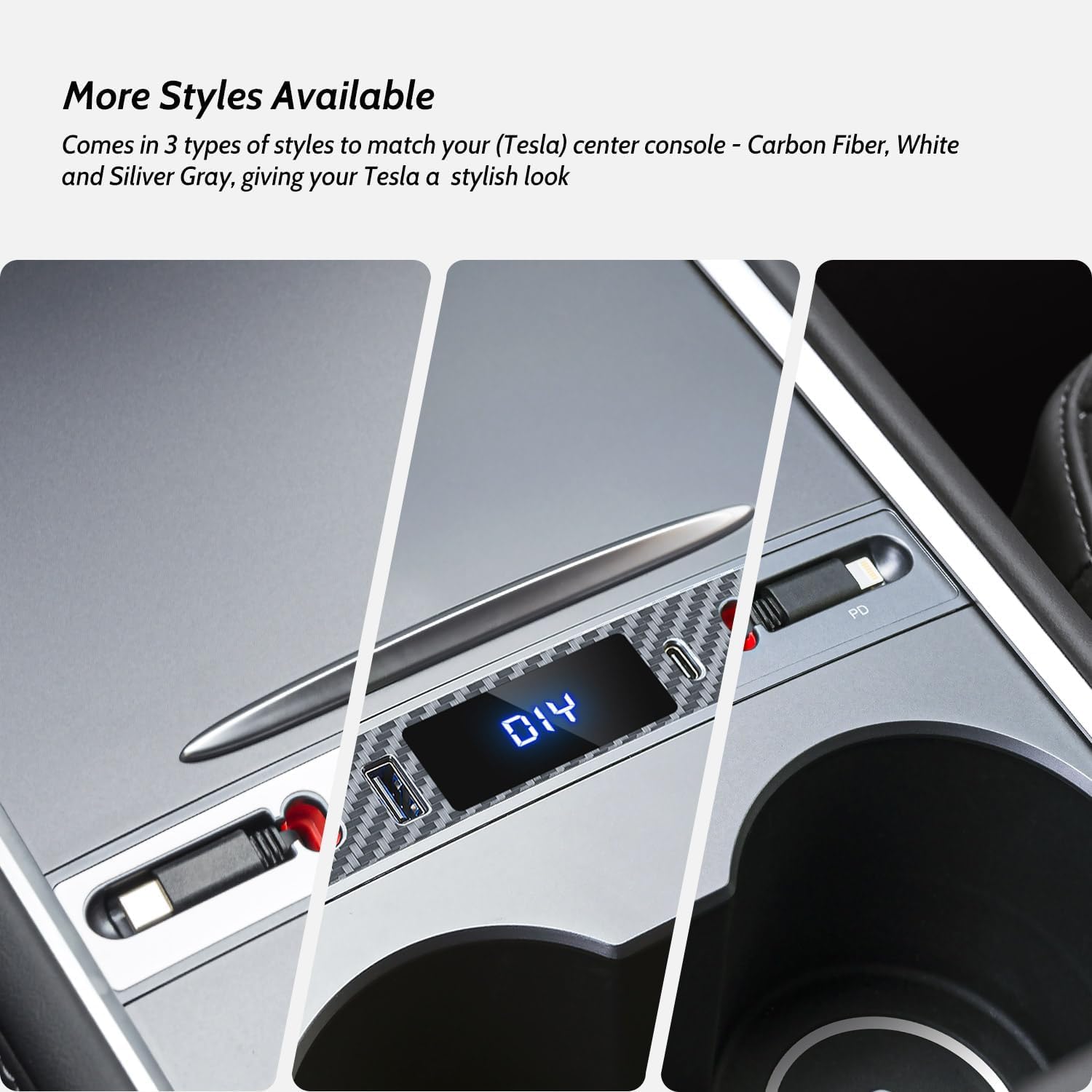 Hub USB de consola (blanco), adaptador de cables retráctiles USB para Tesla Model 3/Y accesorios interiores 2023 2022 2021, cargador de teléfono de coche, regalos para propietarios de Tesla