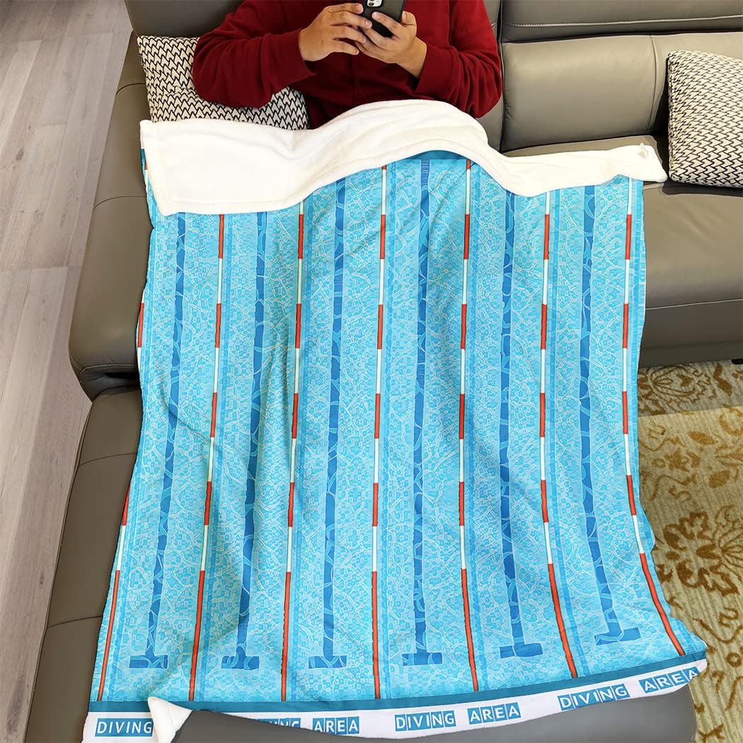 SXCHEN 50"x60" Blankets Plush Sofa Bed Throw Competition with Swimming Pool Blue