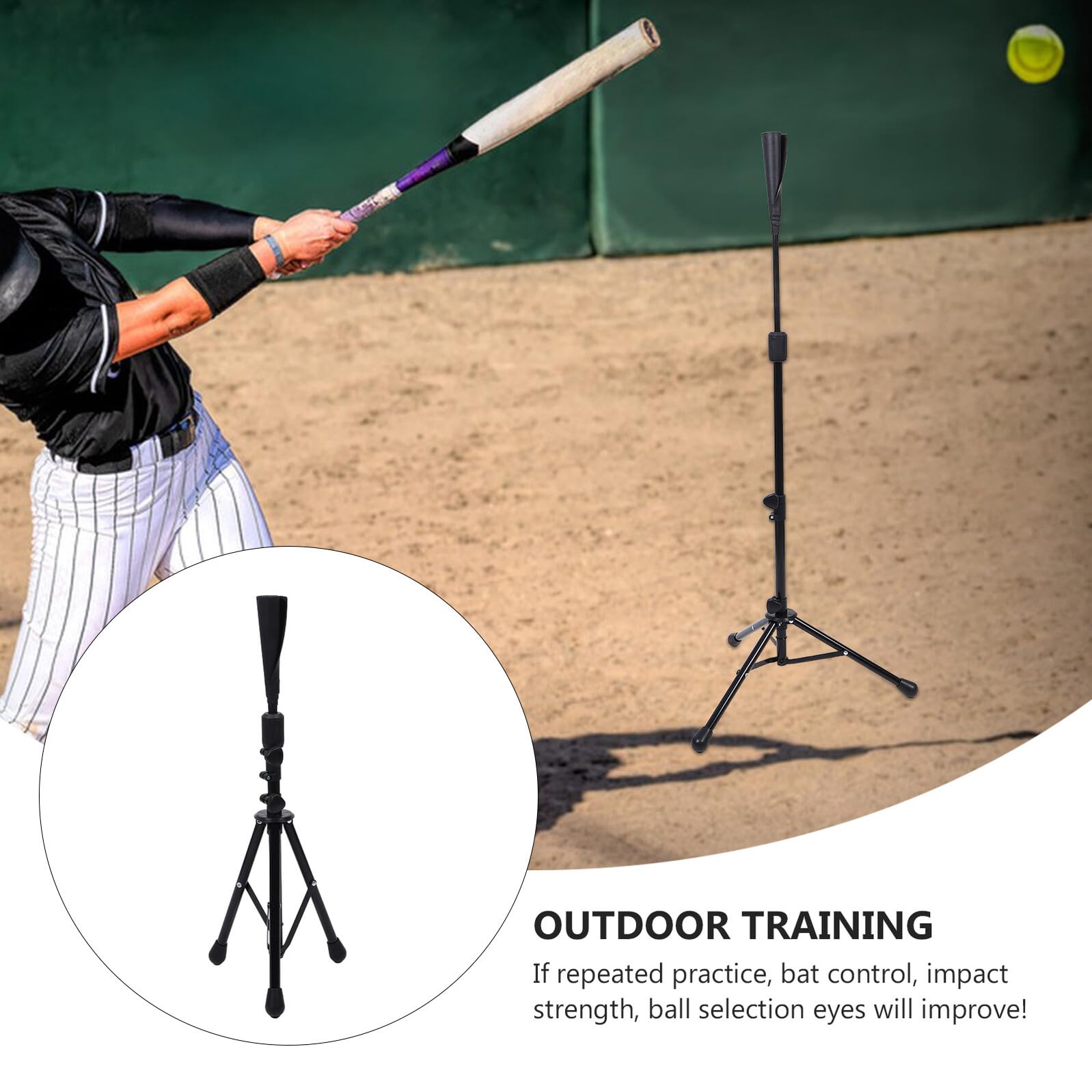 Verstellbarer Baseball Batting Tee Ständer mit Stabilem Dreibein Höhenverstellbar für Softball und Baseball Training Tragbar für Reise und Effektives Schlagtraining