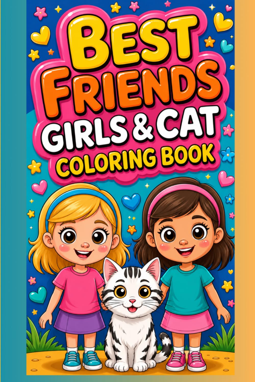 Best Friends Girls & Cat Coloring Book: Cute and Cozy Drawing Pages Featuring Adorable Girls, Sweet Cats, Friendship Scenes, and Relaxing Fun for Kids Ages 4–10
