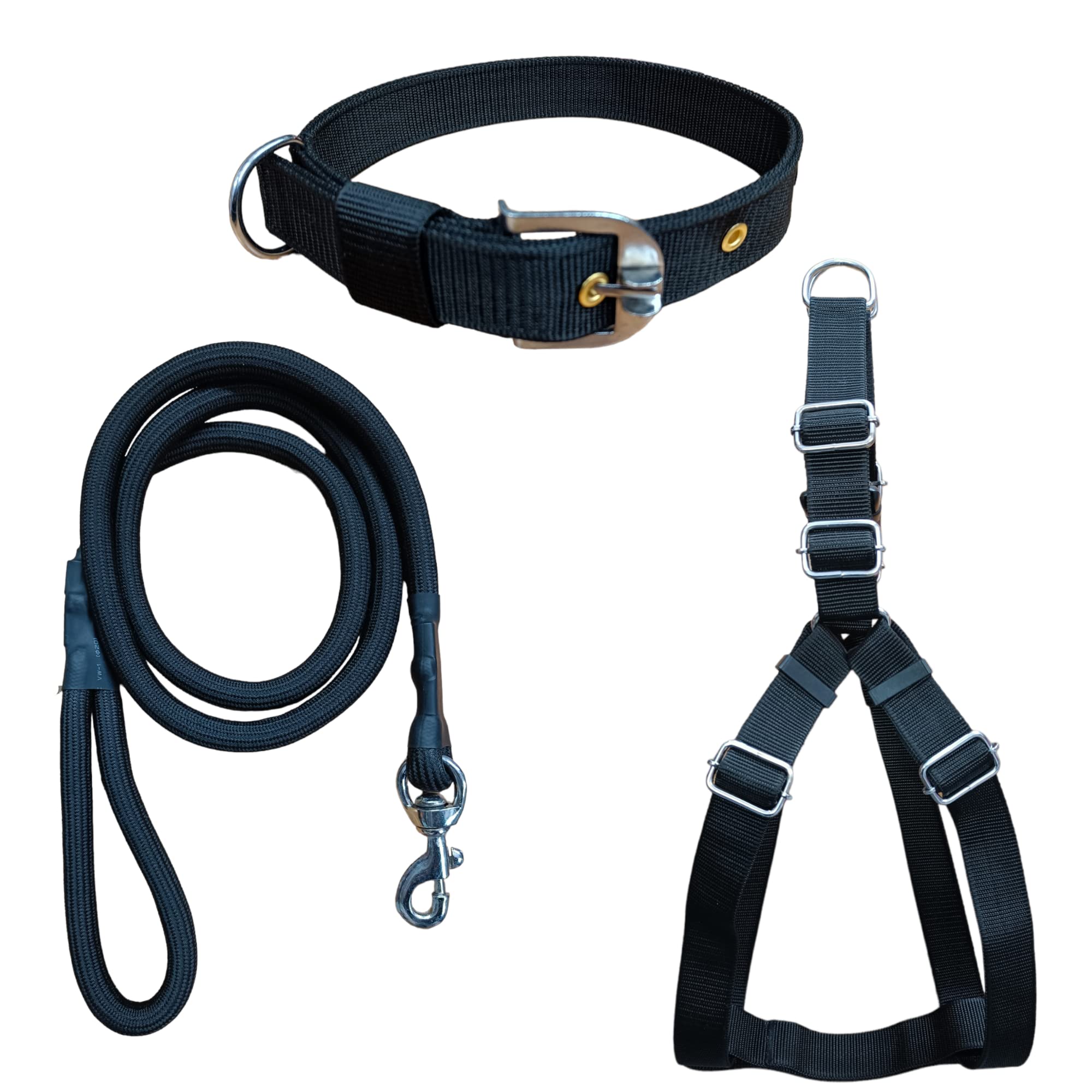 Pck Dog Adjustable Soft Comfortable Nylon Chest Body (Harness, Collar with Black Rob Leash) for Training Walking Breeds Like Indian Spiltz, Beagle, Bull Dog (B0BTDMPQ6H) Amazon Price History, Amazon Price Tracker
