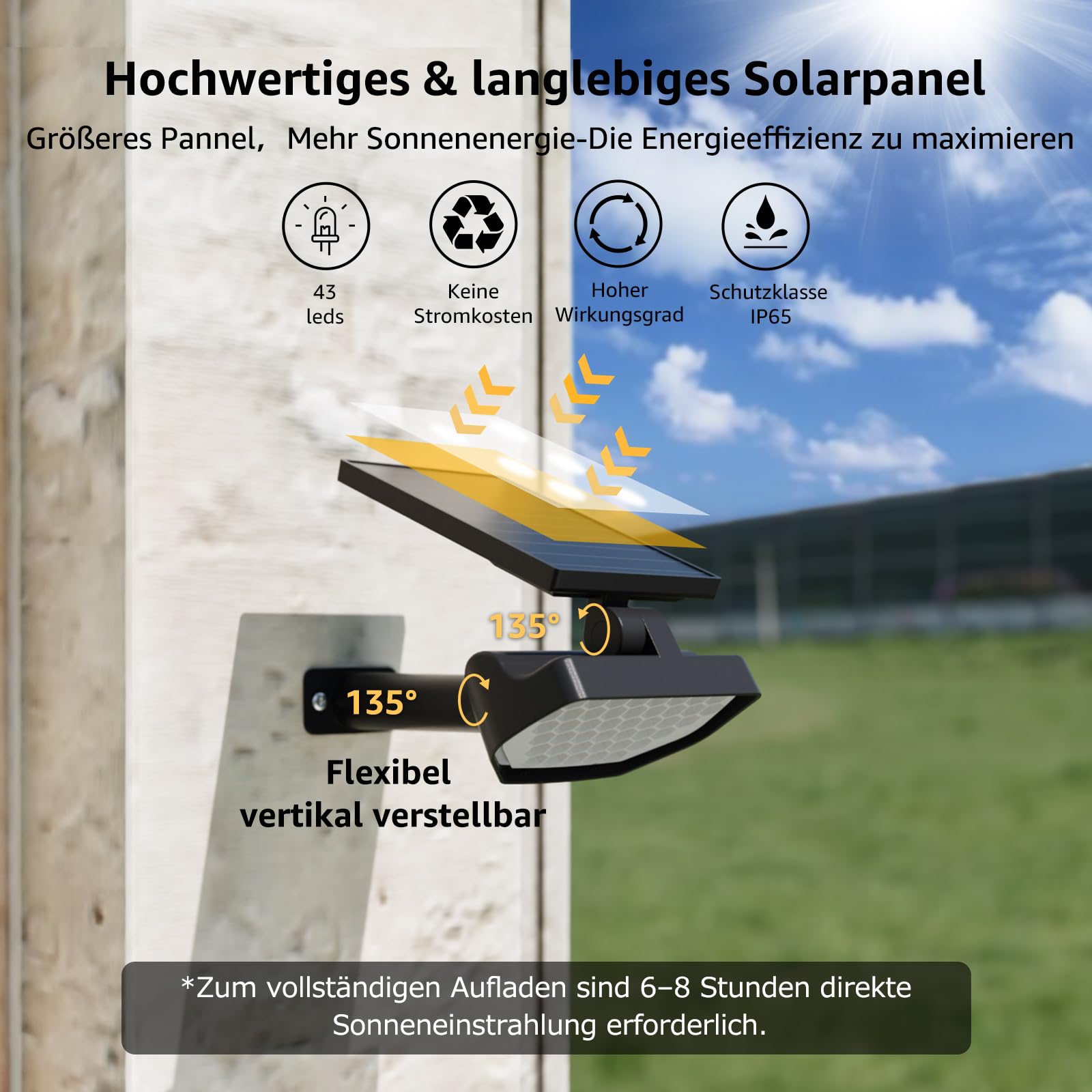 Lepro Solar Gartenleuchten Kaltweiß IP65 Aussen 2 Beleuchtungsmodi, 4 Stück | Solarlampen für Außen Garten, IP65 mit Drehbaren Solar Panel, 2-in-1 Solarleuchten, 43LED Solar Strahler Wegeleuchten