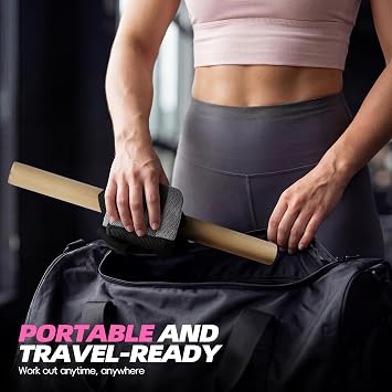 Pedal Resistance Bands with Handles, Fabric Foot Band with Wood Handles | Knitted fabric & beech wood handles; non-slip foot loops; adjustable length; for abs, arms, legs &travel