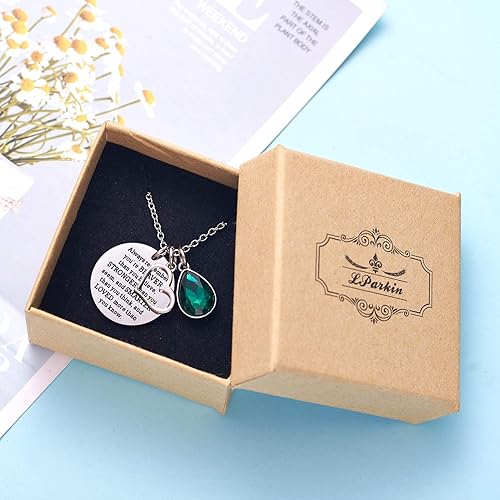 Miniatura 6 de LParkin Collar de piedra natalicia, grabado con texto en inglés You are Braver Than You Believe, regalo de graduación, mejor amigo, regalos de