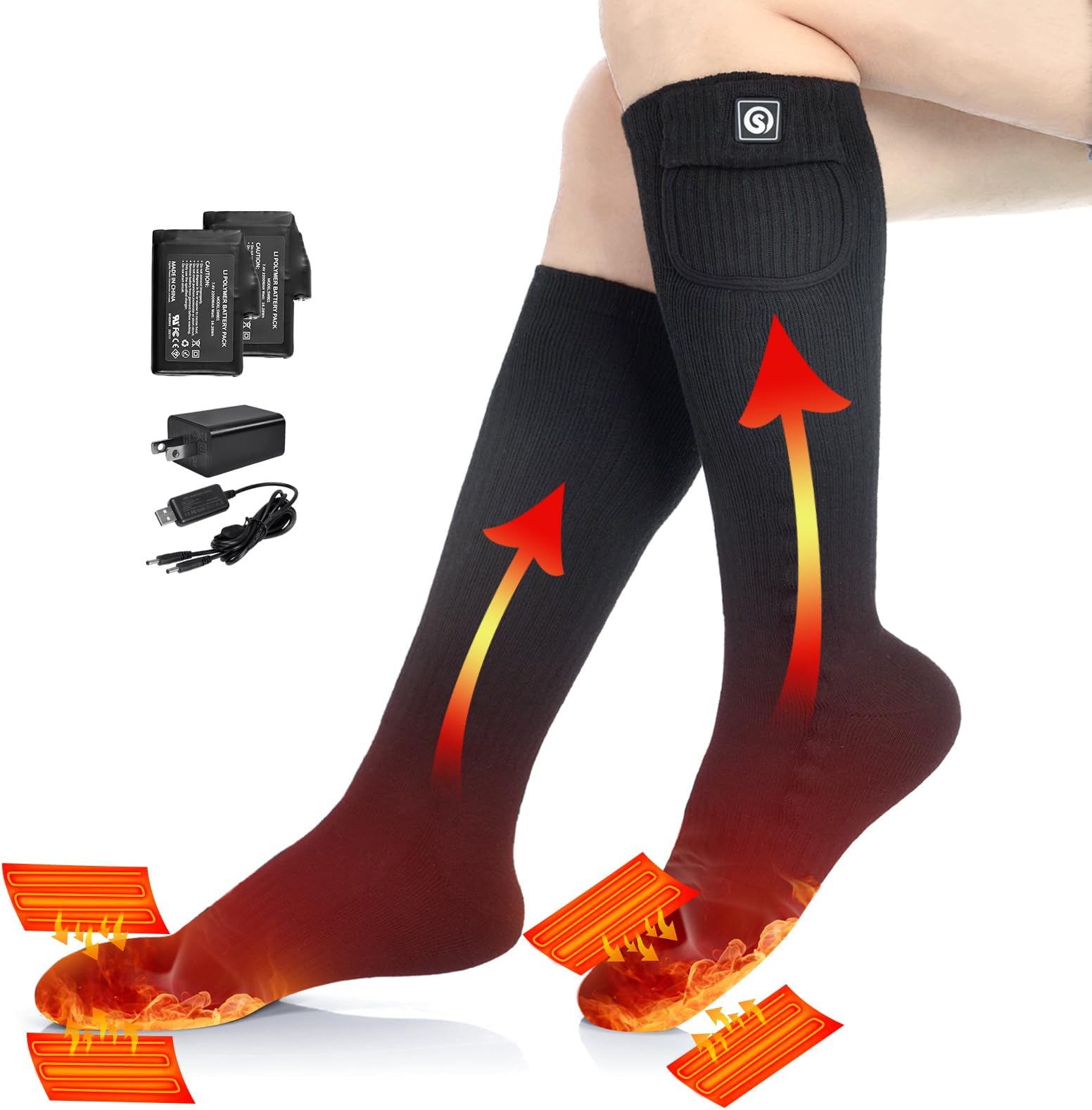 SAVIOR HEATHeated Battery Socks for Men Women, 2021 Electric Rechargeable Heating Thermal Washable Long Ski Socks for Winter Cold Weather Hunting Hiking Camping Skating Snowboarding Cycling Fishing