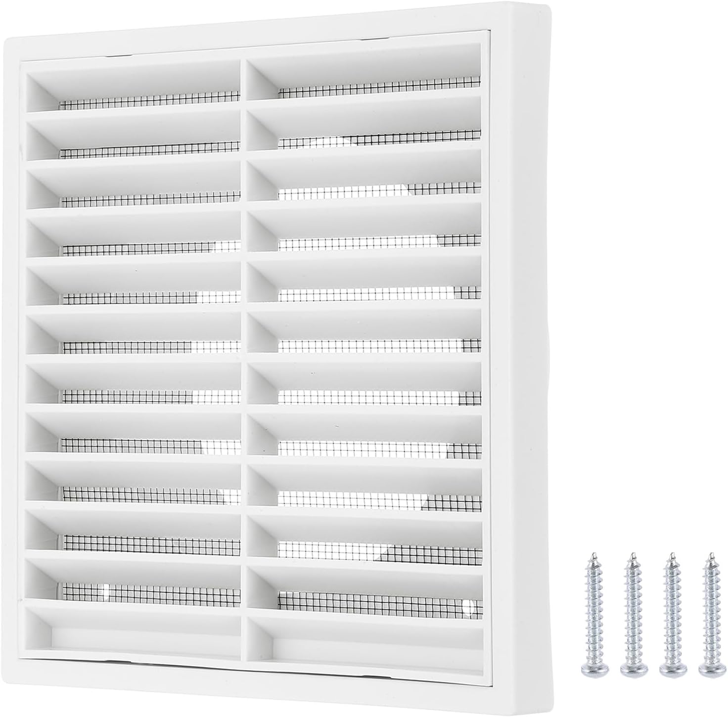 PATIKIL 8" Wall Vent, ABS Gable Vent Grille Louvered Square Louver Air Vent Cover with Screen Mesh for Exterior Wall AC HVAC Intake Exhaust Ventilation