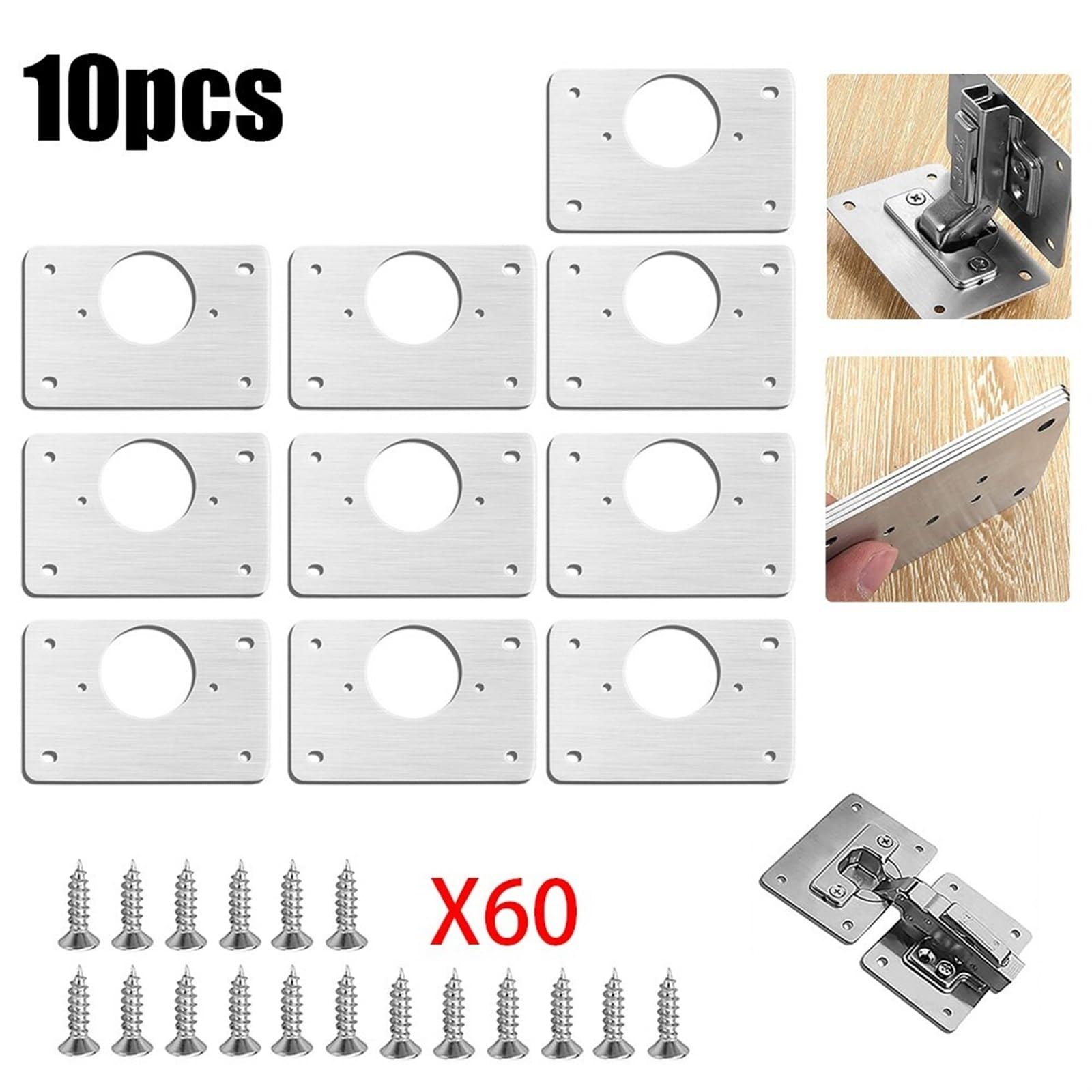 Płytki naprawcze zawiasów ze stali nierdzewnej Szafka kuchenna Szafa Szafa Okno Zawias do drzwi Naprawa Narzędzie do mocowania Okucia meblowe (Color : 10pcs 0.7mm AB)