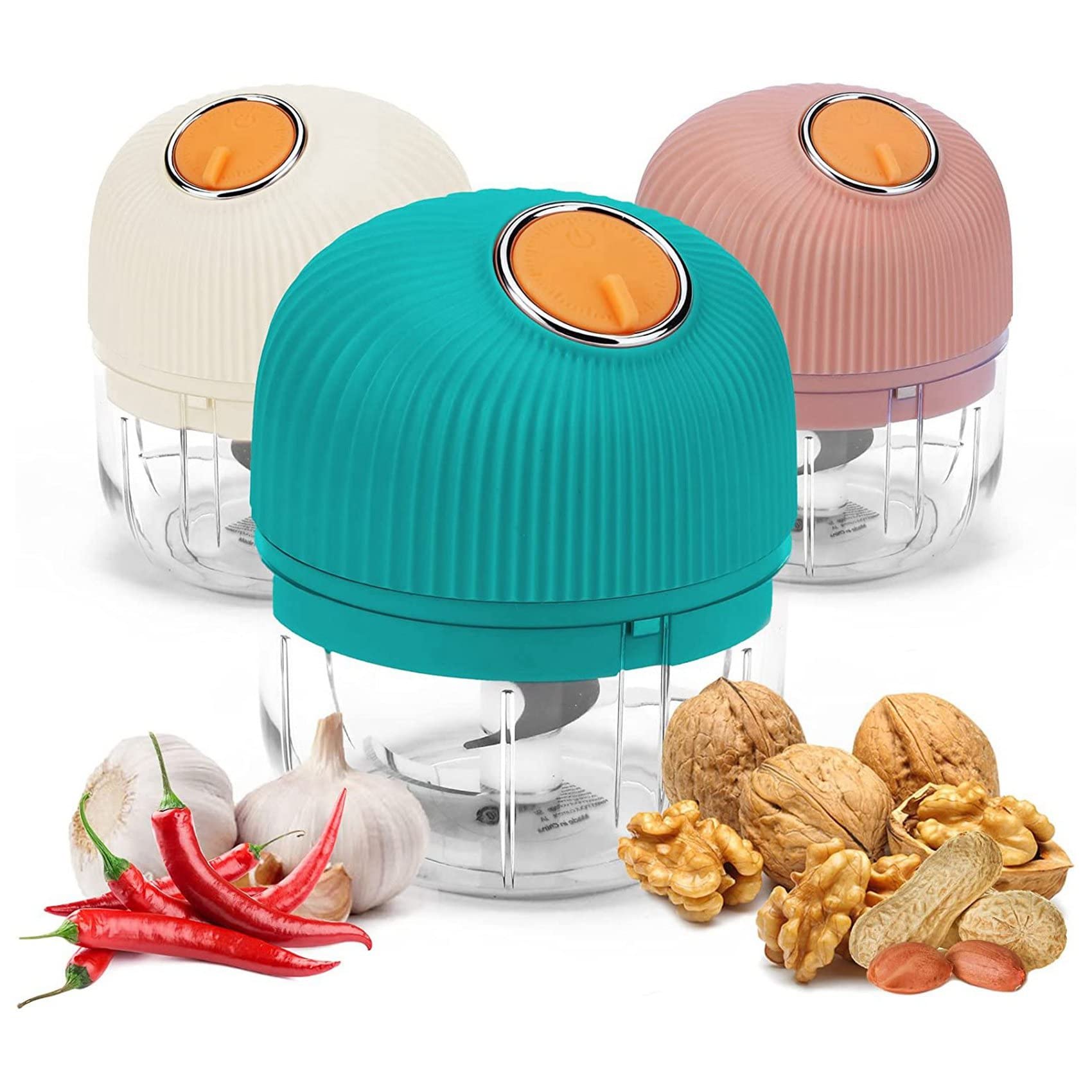 Mini Draagbare Veggie Chopper, 150ML Elektrische Knoflook Chopper, Knoflook Grinder Stamper Ui Chopper, Draadloze Keukenmachine for Gember, Chili, Fruit, Vlees (Size : 300ML