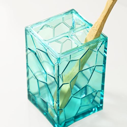 Miniatura 10 de Oyydecor Juego de accesorios de baño de acrílico, 4 piezas de accesorios de tocador de baño con vaso, jabonera, dispensador de jabón y soporte para