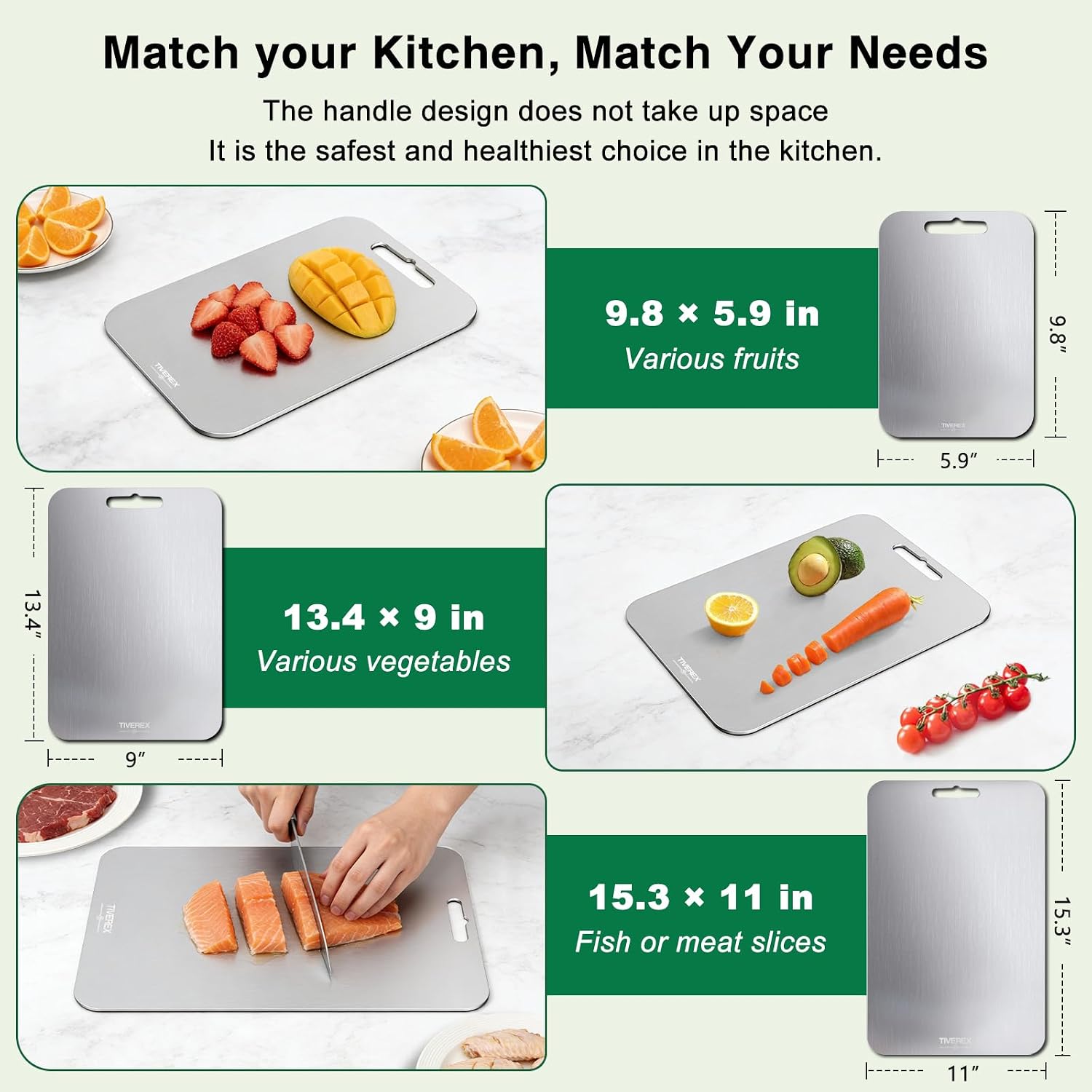 100% Pure Titanium Cutting Board Set of 3, Cutting Boards for Kitchen