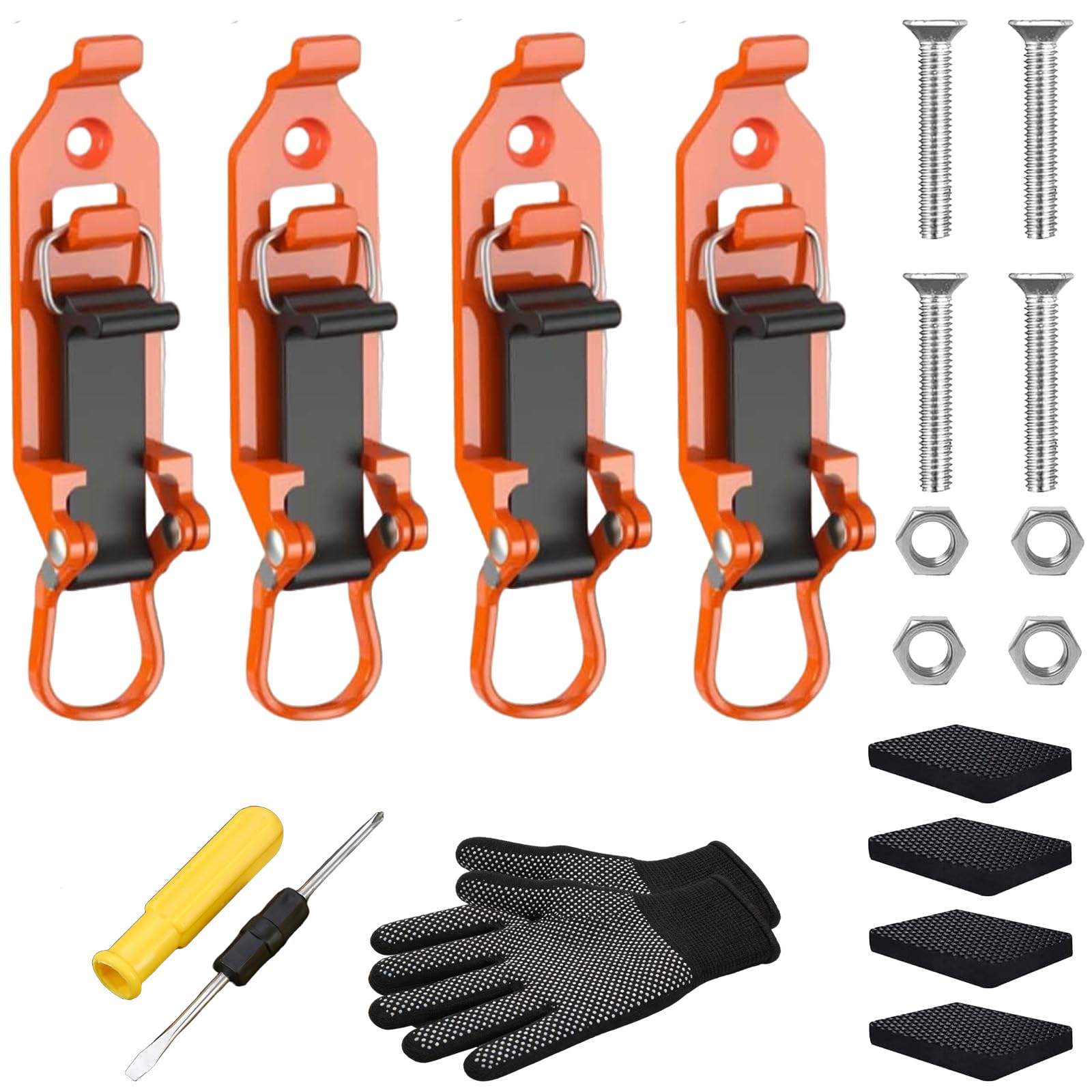 Robustes Schaufelhalterungsset aus Metall und Gummi, 10-teilig, universelle Schaufelhalterung 2026 für LKW, multifunktionale Schnellverschluss-Axthalterung, einfache Montage (Orange,4)