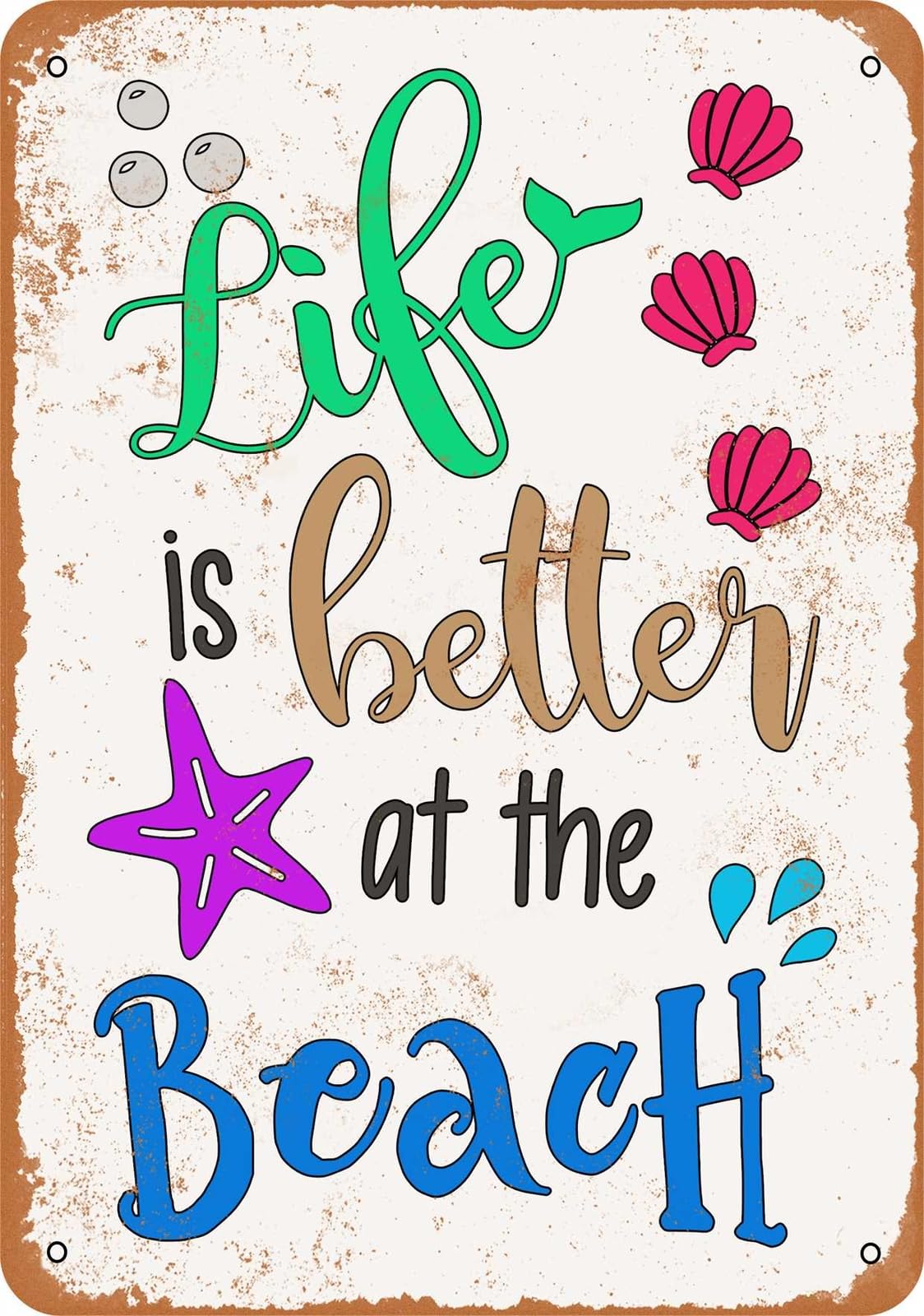 Miaomansenstore Metal Sign - Life Is Better At The Beach - Vintage Look Home Decor