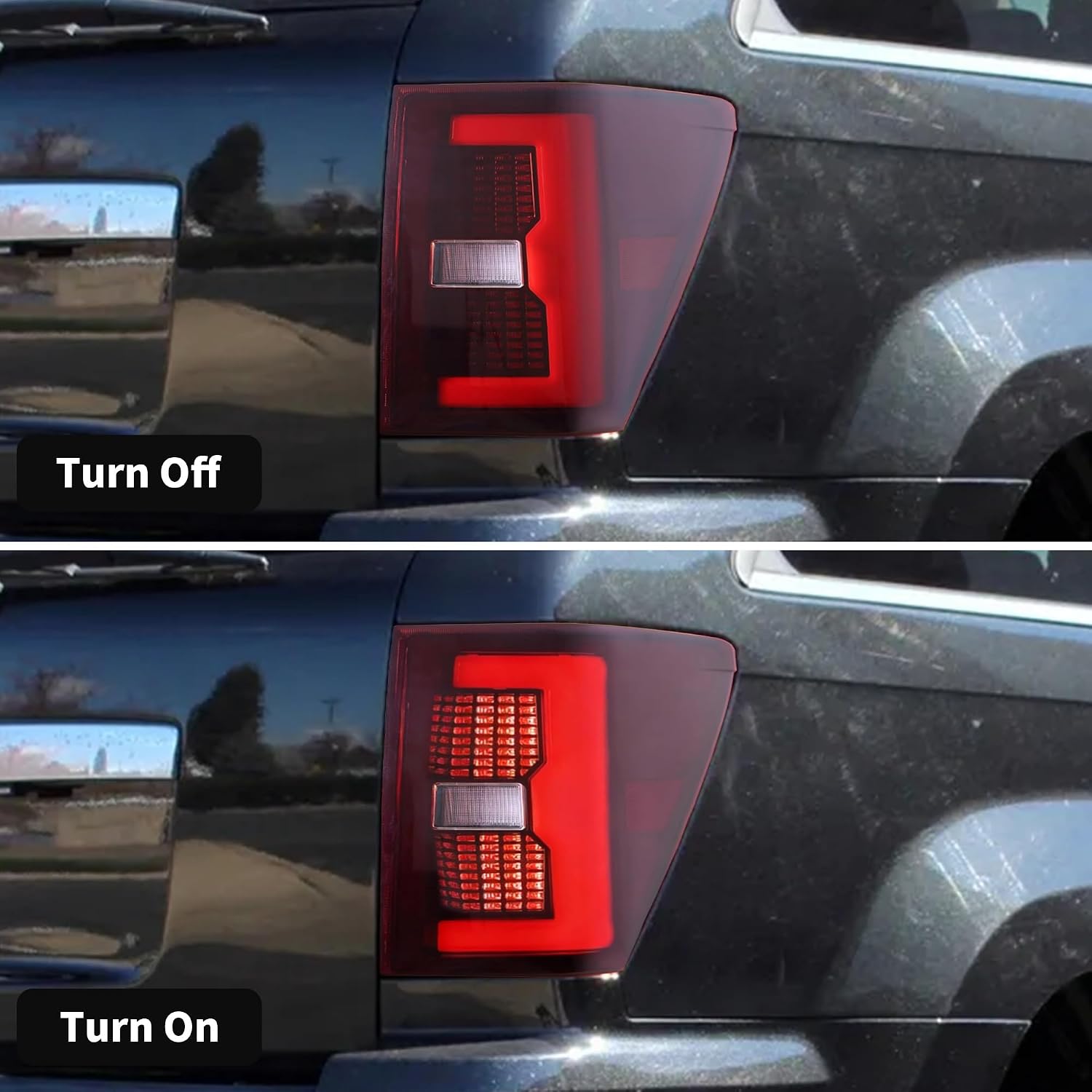 VLAND LED Tail Lights For Jeep Grand Cherokee 2005-2010, Driver side & Passenger side Rear Lamps Assembly, Red and Clear lens