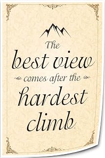 Wajizvl The Best View Comes After The Hardest Climb Posters Prints Canvas Quote Posters Art Deco Home Modern Decorative Paintings Vertical Artwork (8.00" x 12.00",Only canvas)