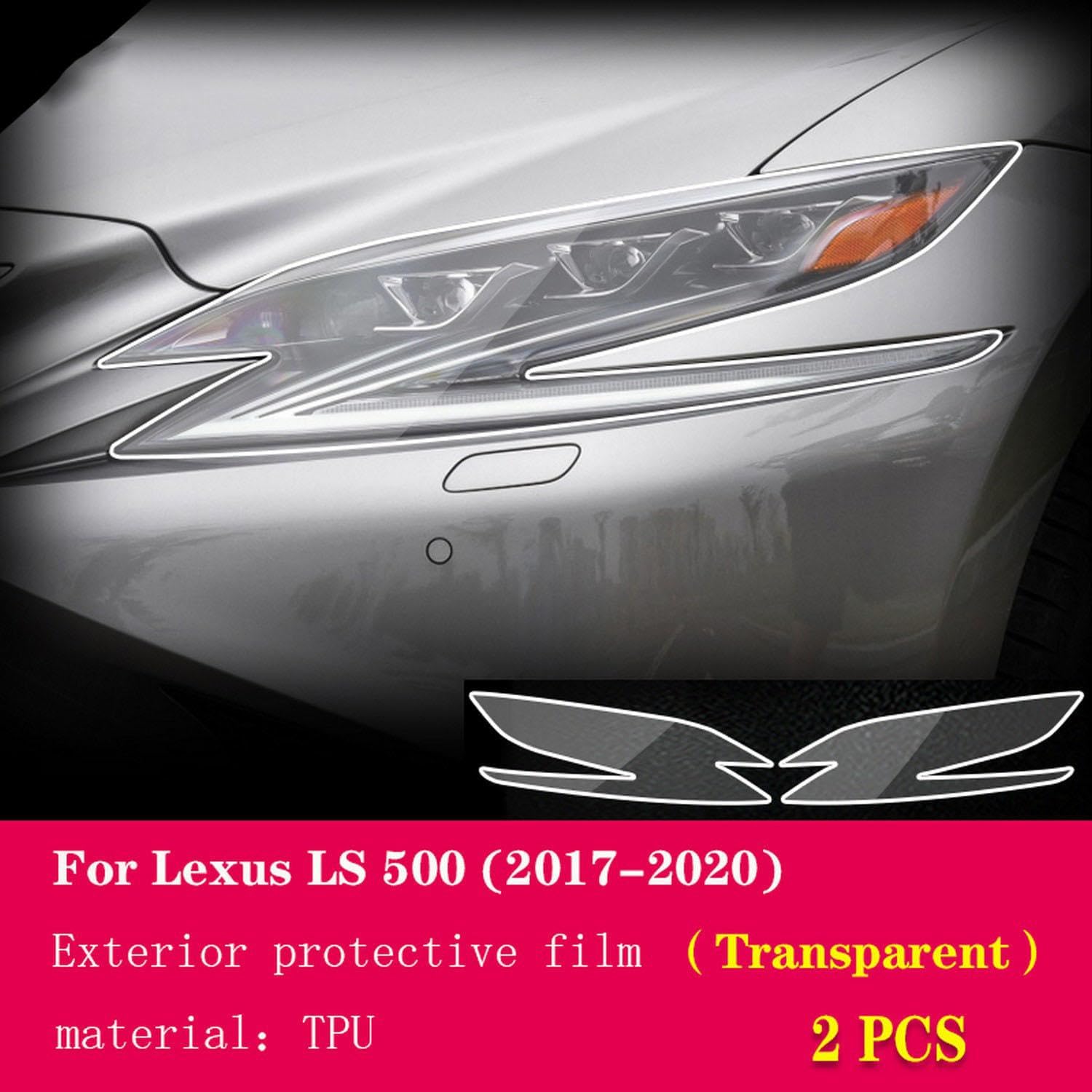 JCAKES Car Exterior Headlight Anti-Scratch TPU Protective Film Anti-Scratch Repair Film Accessories Refit，for Lexus LS 500 2017-2020