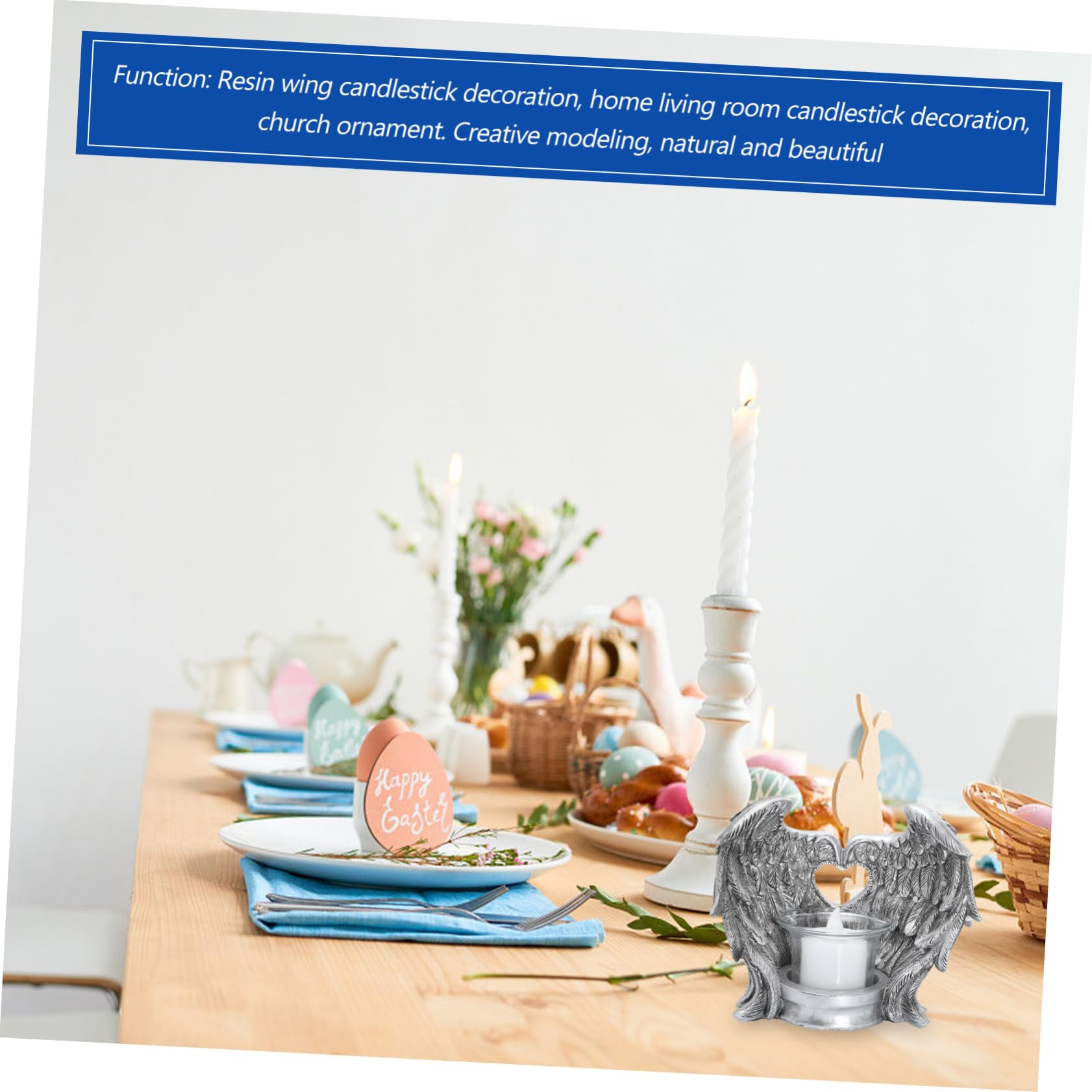 Engelsflügel Kerzenständer aus Kunstharz und Glas, 1 Satz