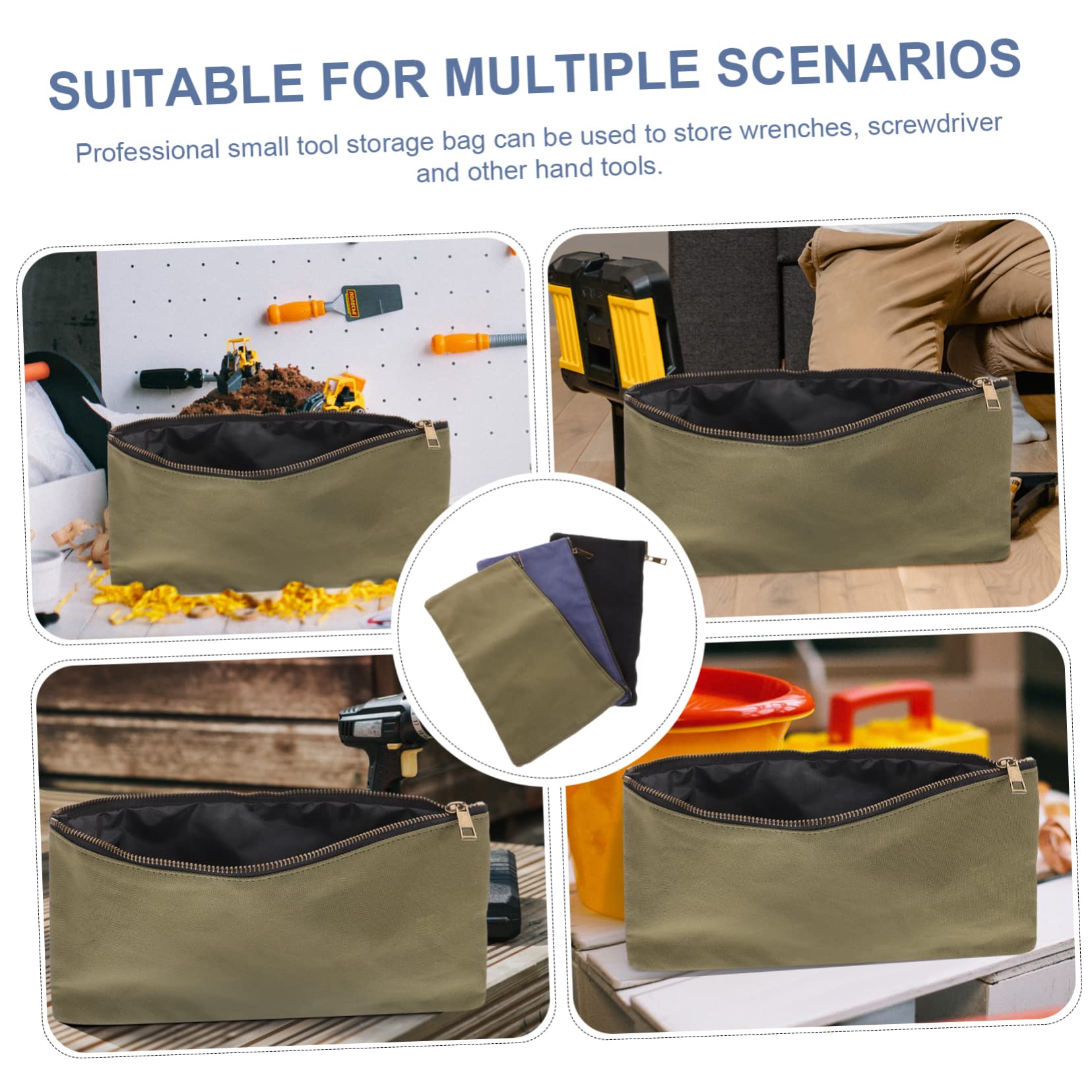 Holibanna 3 Pcs Bolsa de Herramientas Cremallera, Bolsa de Lona para Almacenaje Herramientas, Portátil y Resistente, para Organización en Tool Box o Truck
