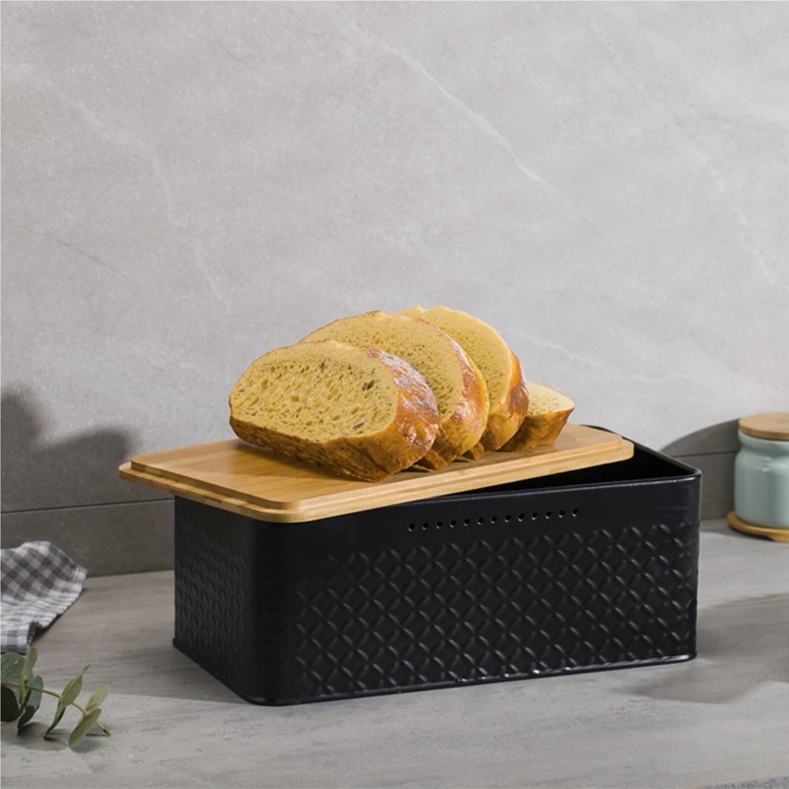 Panera Caja de pan de Metal, contenedor de almacenamiento de pan con tapa, contenedor de almacenamiento de alimentos for cocina, encimera, hogar(WHITE)