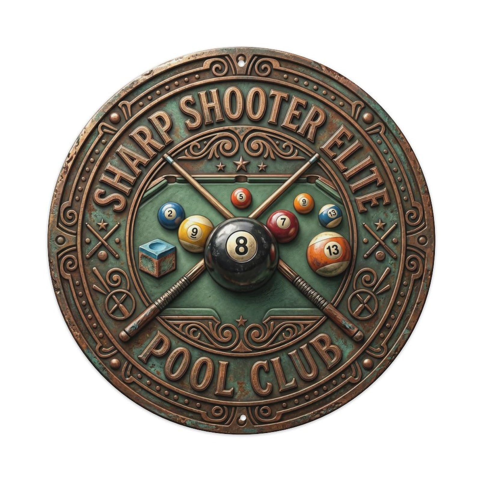 Metal Tin Sign Sharp Shooter Elite Pool Club