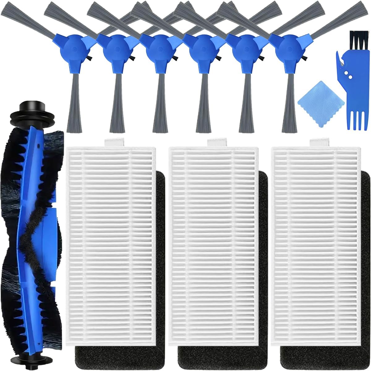 35C Replacement Parts Accessories Kit for Eufy RoboVac 35C 30 12 15T 30C 15C 25C Robot Vacuum Cleaner, 1 x Main Roller Brush, 3 x HEPA Filters, 6 x Side Brushes Spare Parts Set (10 Packs)