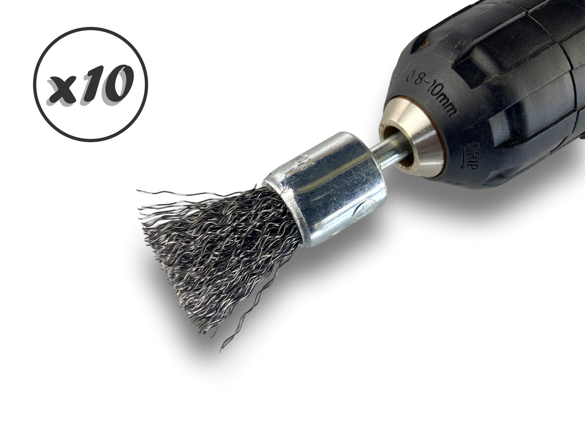 Kibros Lot 10 brosses en bout pinceau tige Ø 6 mm fil acier dur Ø 18 mm