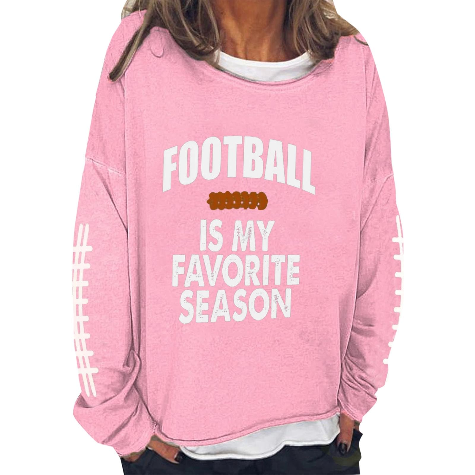 Oversized Sweatshirt For Women Rugby Game Day Print Pullover Long Sleeve O Neck Fall Fashion Sport Outfits Clothes