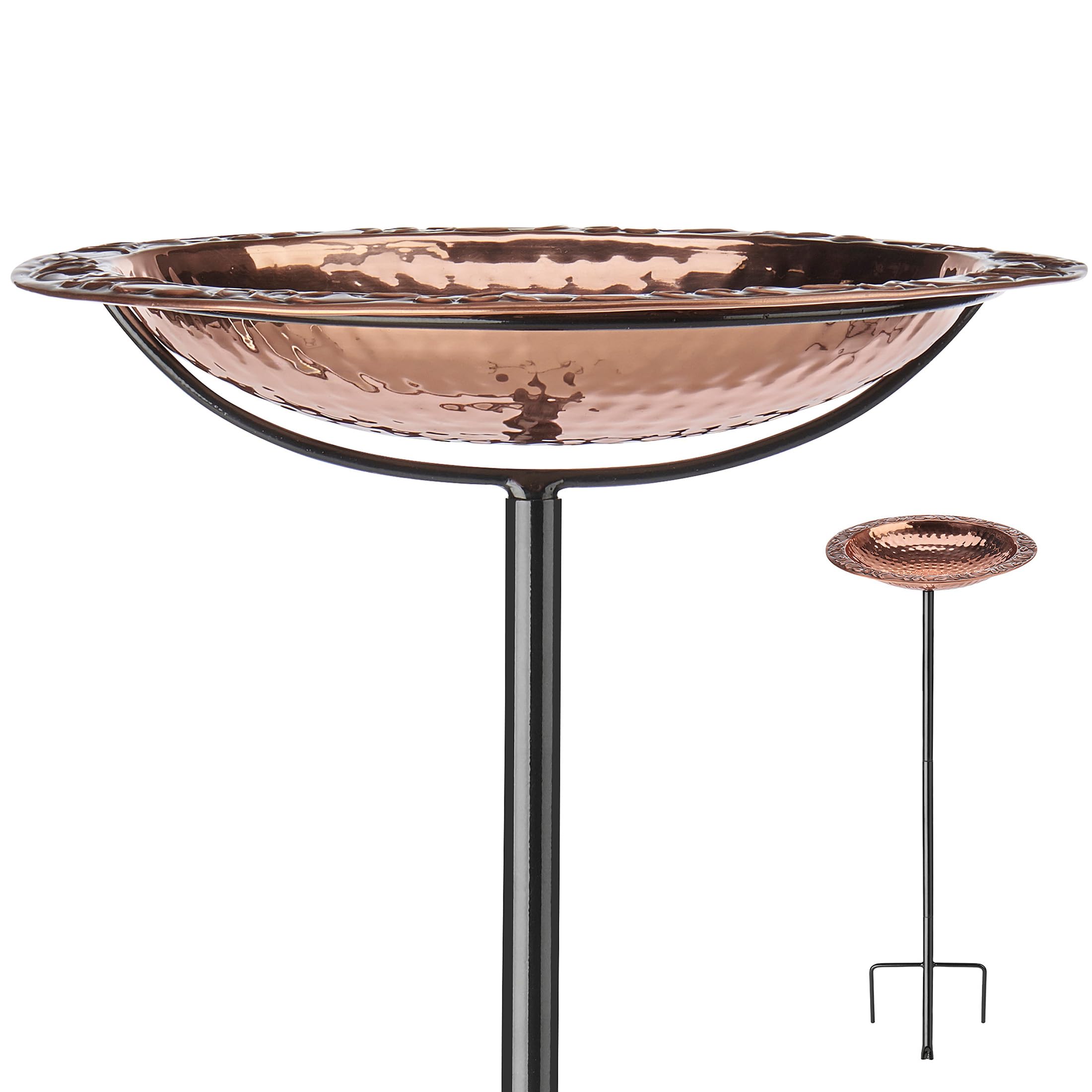 Good Directions Polished Copper Bird Bath on Garden Pole 13"