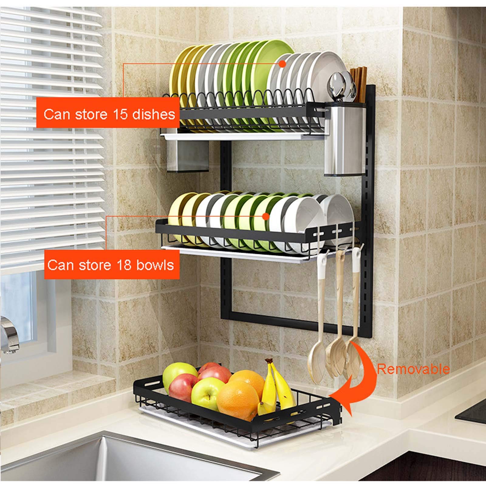 Escurridor De Platos para Colgar En La Pared, Acero Inoxidable(Size:Segundo)