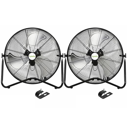 hykolity 4600 CFM 20" High Velocity Floor Fan, 3-Speed Heavy Duty Metal Fan with Wall-Mounting System, Industrial Shop Fan for Commercial, Garage, Greenhouse, 2 Pack