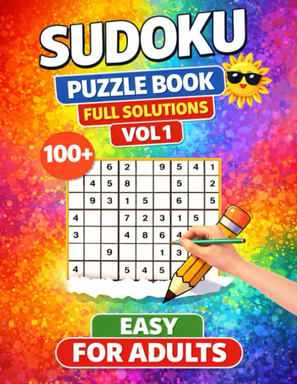 SUDOKU PUZZLES:: EASY For Adults 9x9 Full Solutions Large Big Print