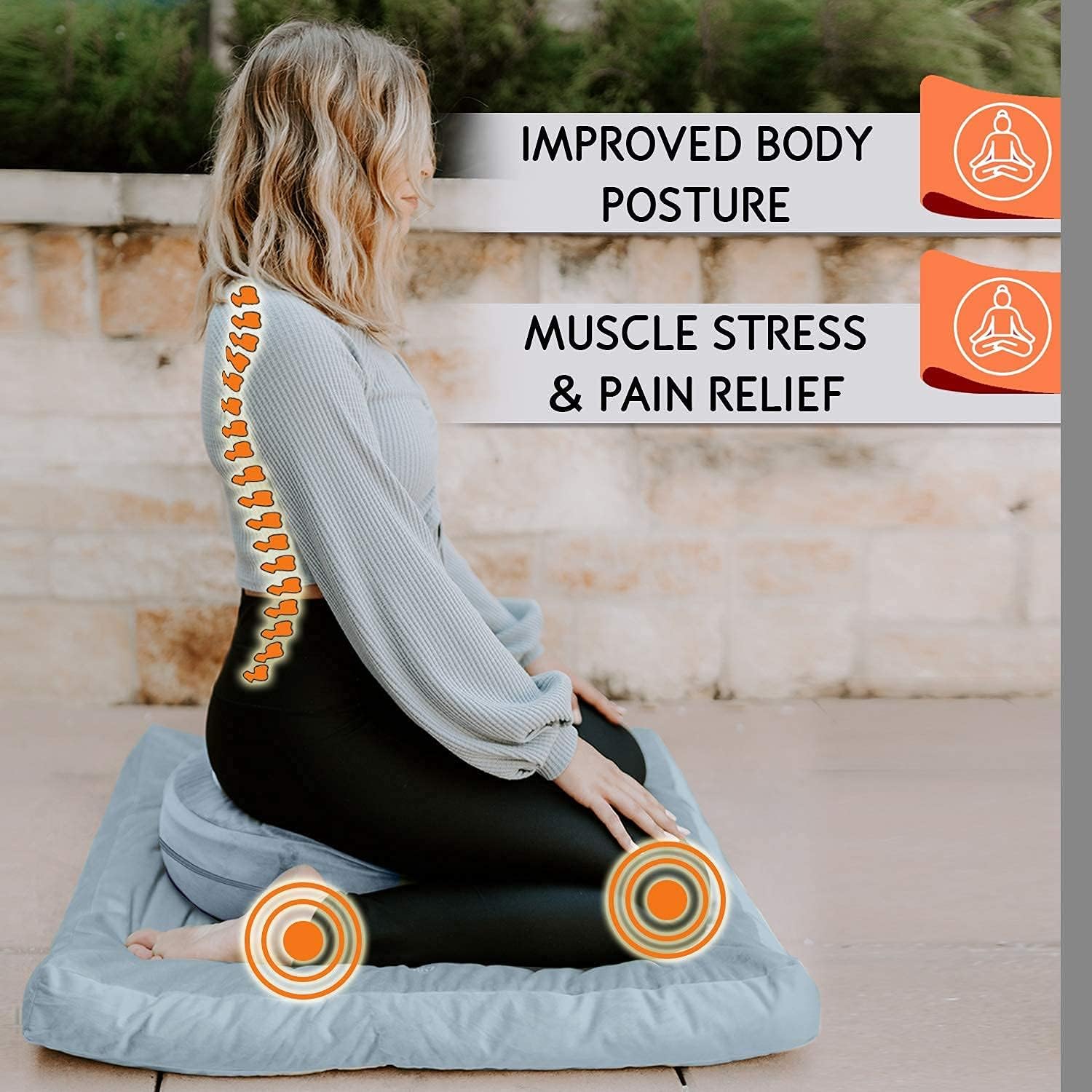 Florensi Adjustable Meditation Cushion & Zabuton Meditation Mat Pale Blue Bundle- Premium Velvet Meditation Pillow, Perfect Pair of Buckwheat Meditation Cushion & 100% Cotton Meditation Mat : Sports & Outdoors