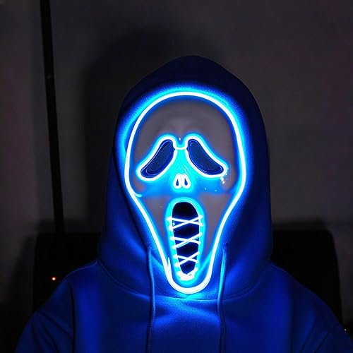 Miniatura 8 de Máscara de Halloween que brilla y aterradora máscara de calavera Halloween de terror para mascarada, cosplay, fiesta, decoración de accesorios
