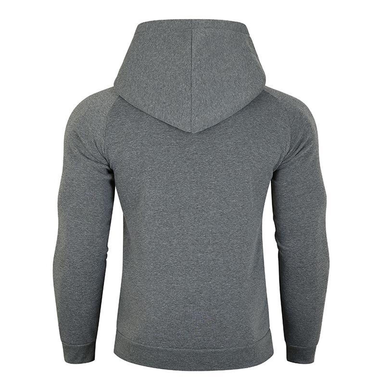 Maiyifu-GJ Hoodies for Men Pullover Casual Diagonal Zipper Hooded Sweatershirt Solid Color Hoodie Outwear Jacket Coats (Dark Grey,Large)