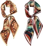 2PCS Hair Head Scarf Silk Feeling Long Satin Neck Satin Scarves for Handbag Cute Decoration Aesthetic Women 59 * 6.7''