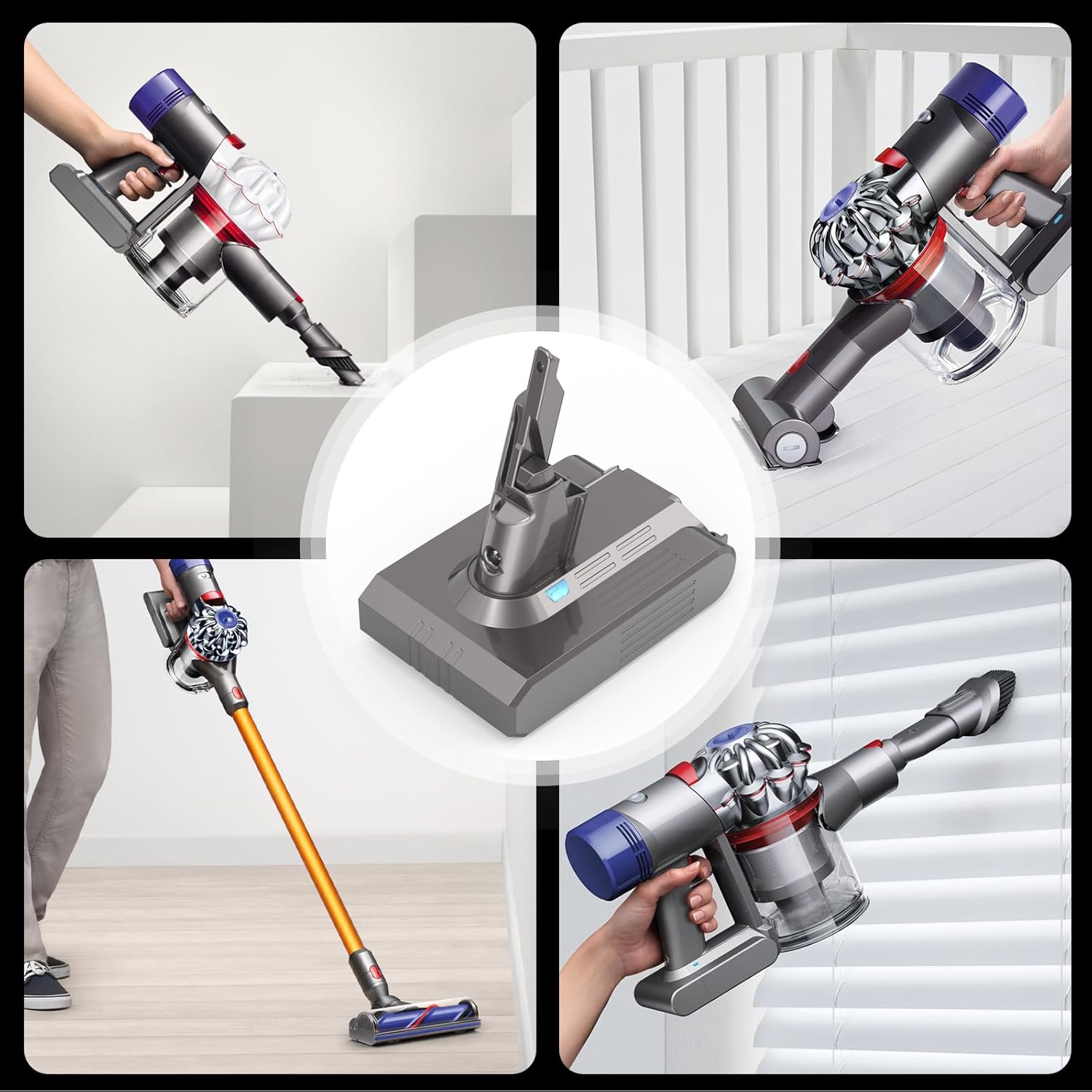 9500mAh Battery Replacement Compatible with Dyson V-7 Battery 21.6V - Compatible with Animal/ Absolute/ Motorhead/ Fluffy/ Trigger/ SV-11 Vacuum Cleaner with 2 Filters + Cleaning Brush + Screwdriver