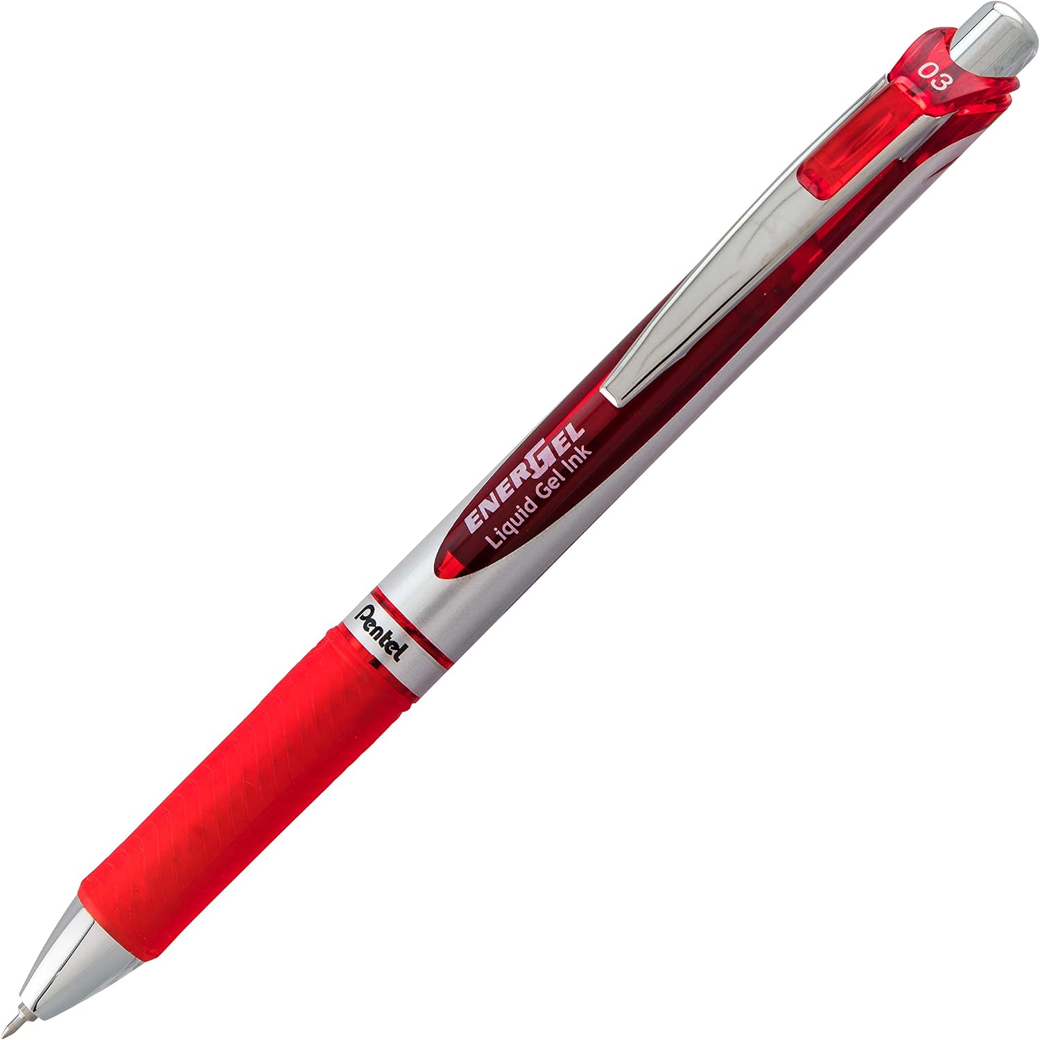 Pentel Gel Ink Pen, EnerGel RTX Retractable Gel Pen, (0.3mm) Needle Tip, Extra Fine Point, Red Ink, 2 Pk (BLN73BP2B)