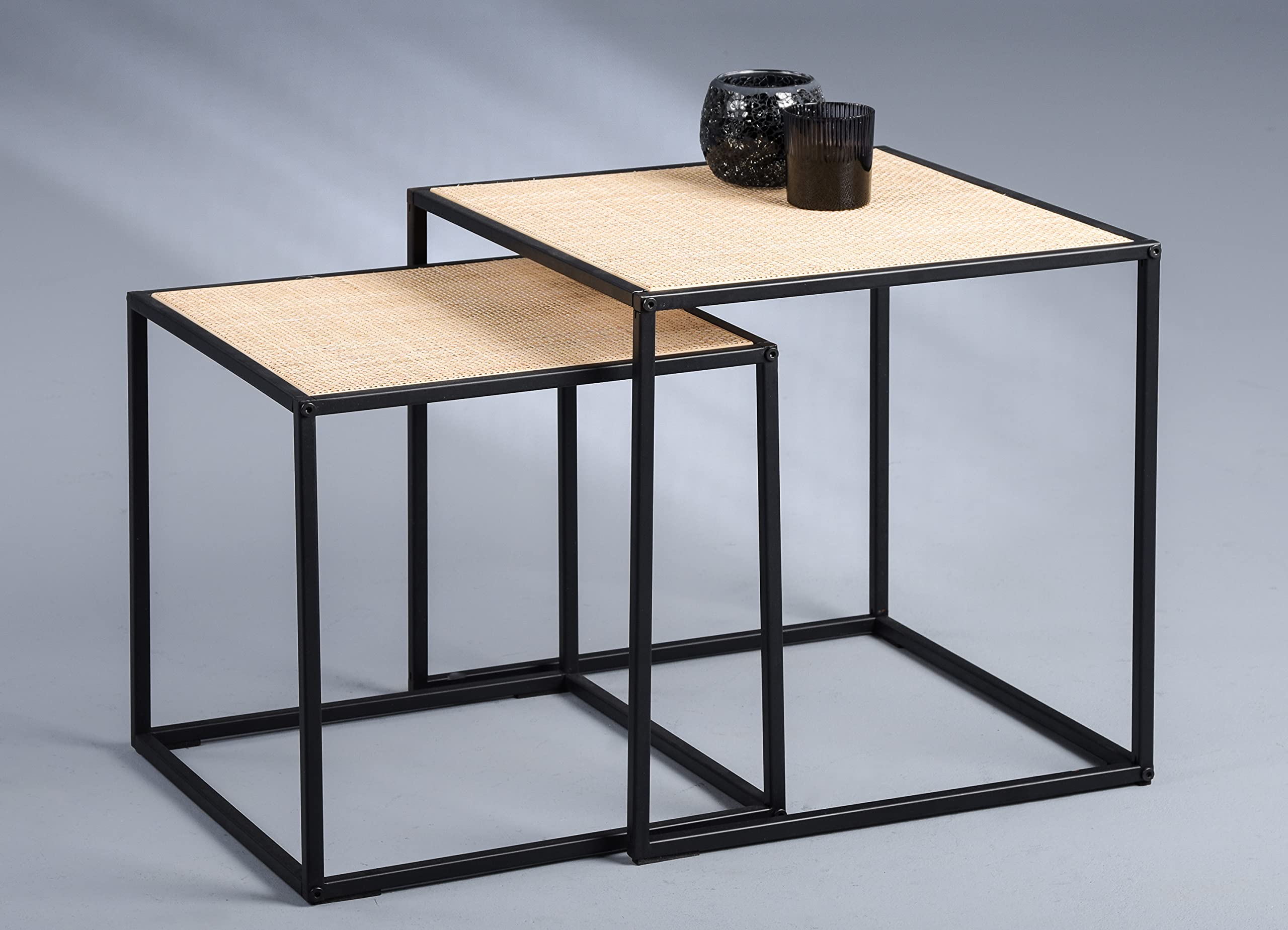 M2 Kollektion Luke - Tavolo a 2 posti, in metallo, marrone, nero, 44 x 44 x 44 cm, 38 x 38 x 38 cm