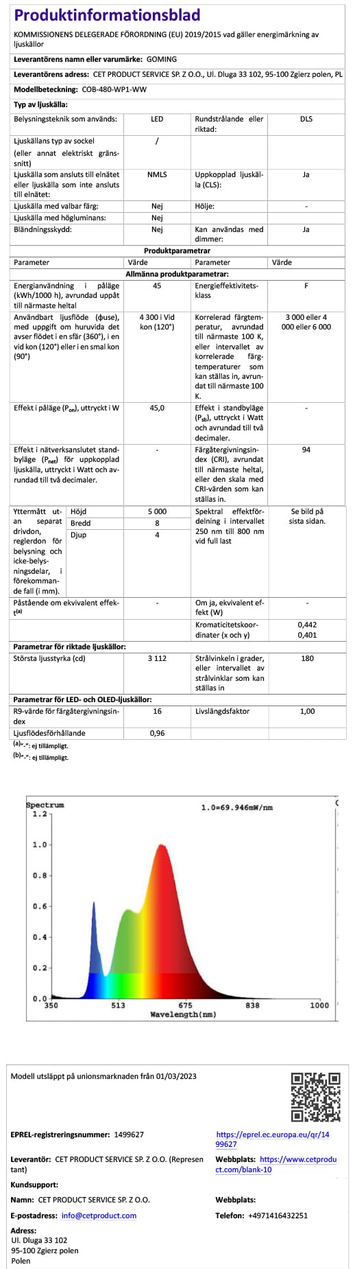 GOMING 24V 5M COB Striscia LED Bianco Naturale 4000K Impermeabile IP65 CRI 93+ Alta Densità 480LED/M Senza Punti Luce Alta Luminosità Flessibile Luci LED per Soggiorno Decorare(Senza Alimentazione)