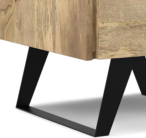 Miniatura 136 de SIMPLIHOME Lowry - Mesa auxiliar cuadrada de madera de acacia maciza y metal, de 22 pulgadas de ancho, moderna, industrial en marrón envejecido café