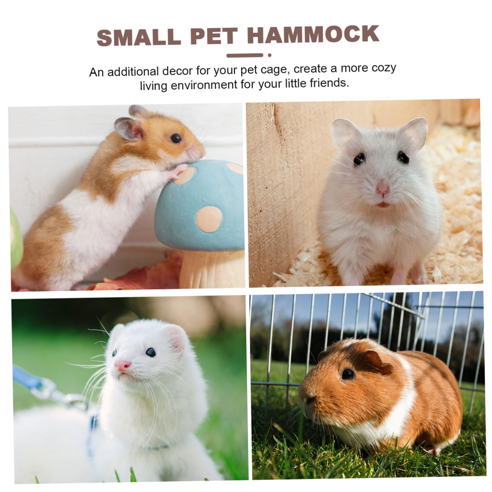 Holz Haustierhängematte Braun mit Vier Hängenden Ketten für Hamster