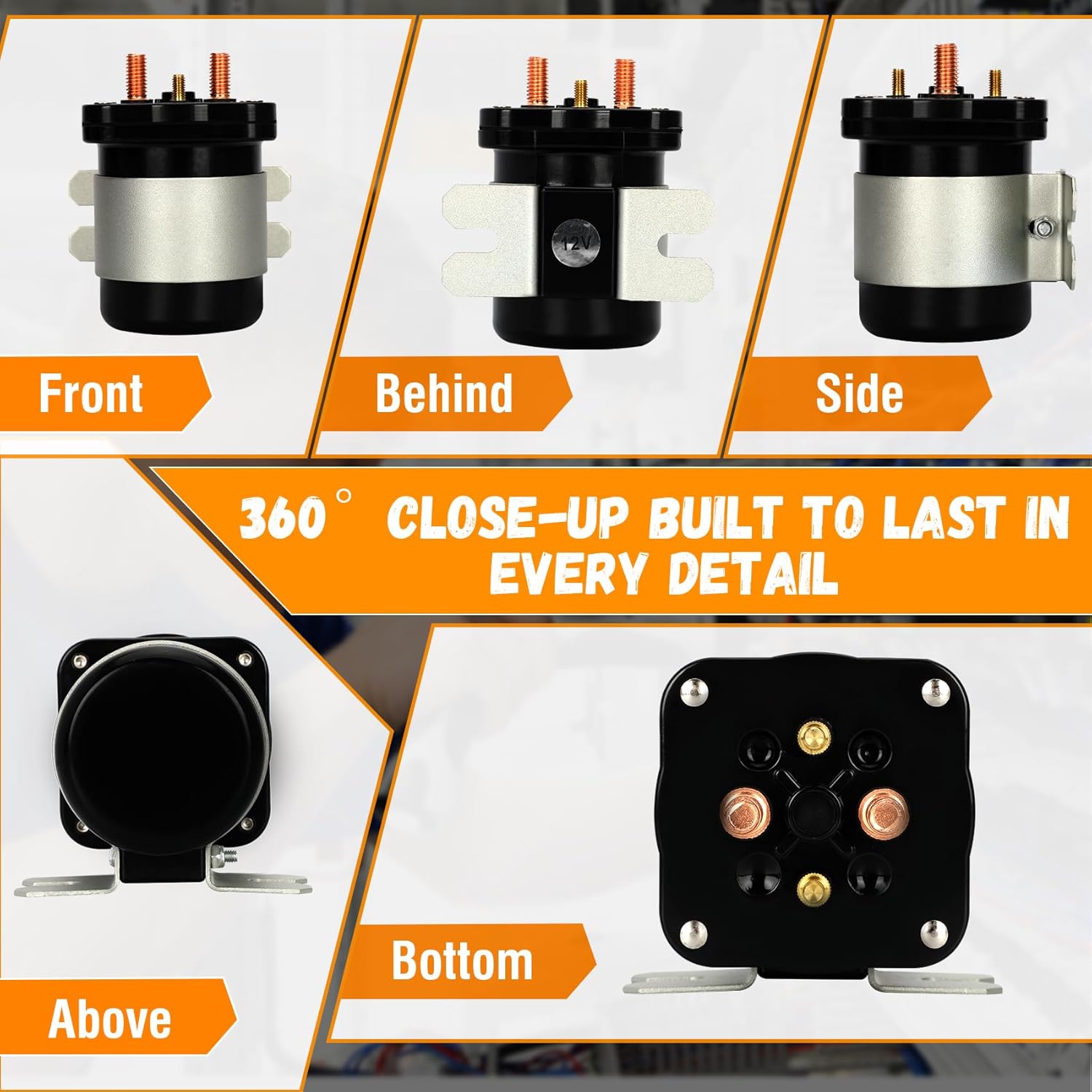 Compatible with White Rodgers 586-105111/586-902 OEM Replacement Starter Solenoid, 12 Volt DC 200 Amp Continuous Duty, 4 Terminal, Heavy Duty Solenoid Relay Switch