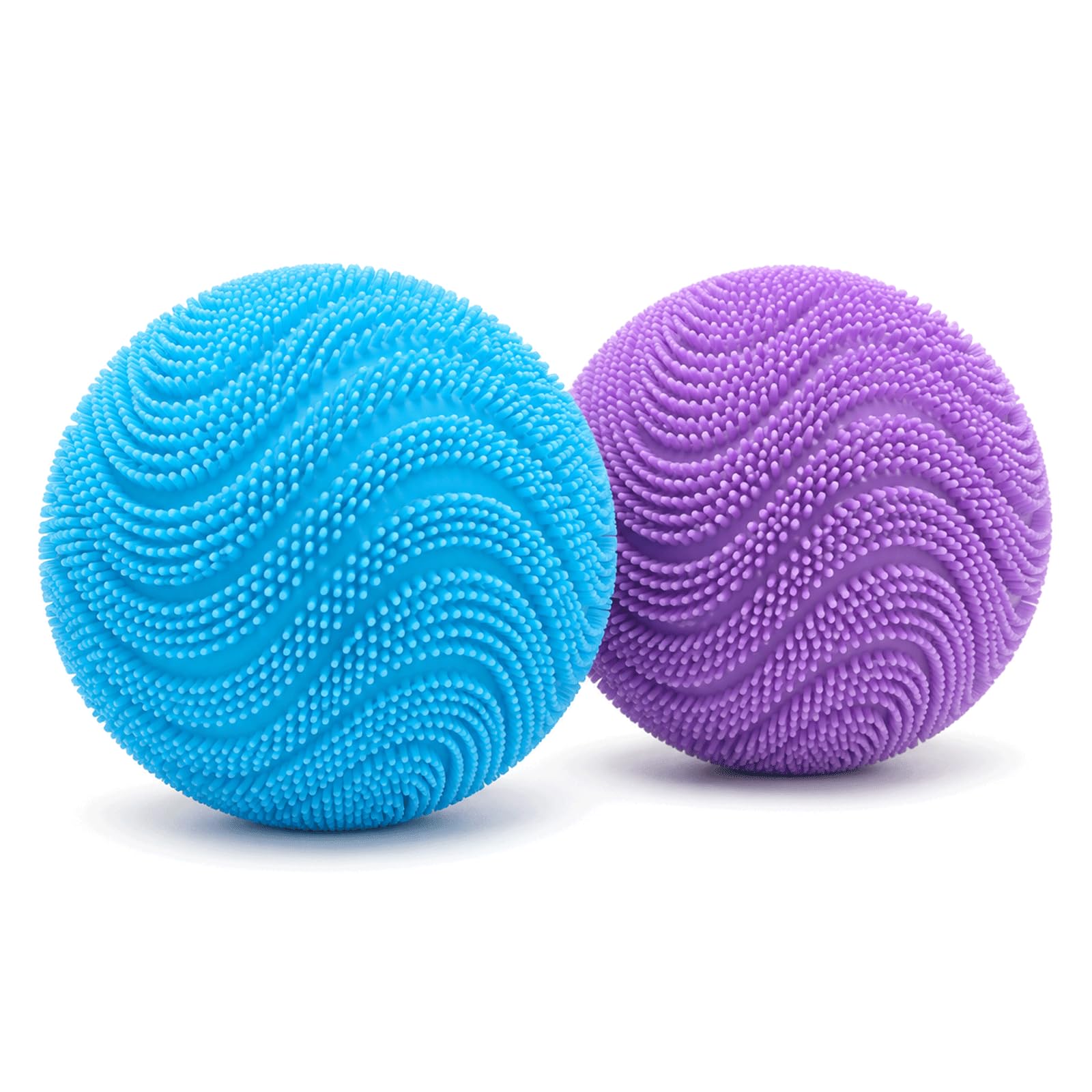 2Pcs Fuzz Ball Squishy, Fuzzball Fidget Stress Balls, Soft Fuzz Squishies for Stress Relief, Portable Squeeze for Office Home and Daily Relaxation (Blue and Purple)
