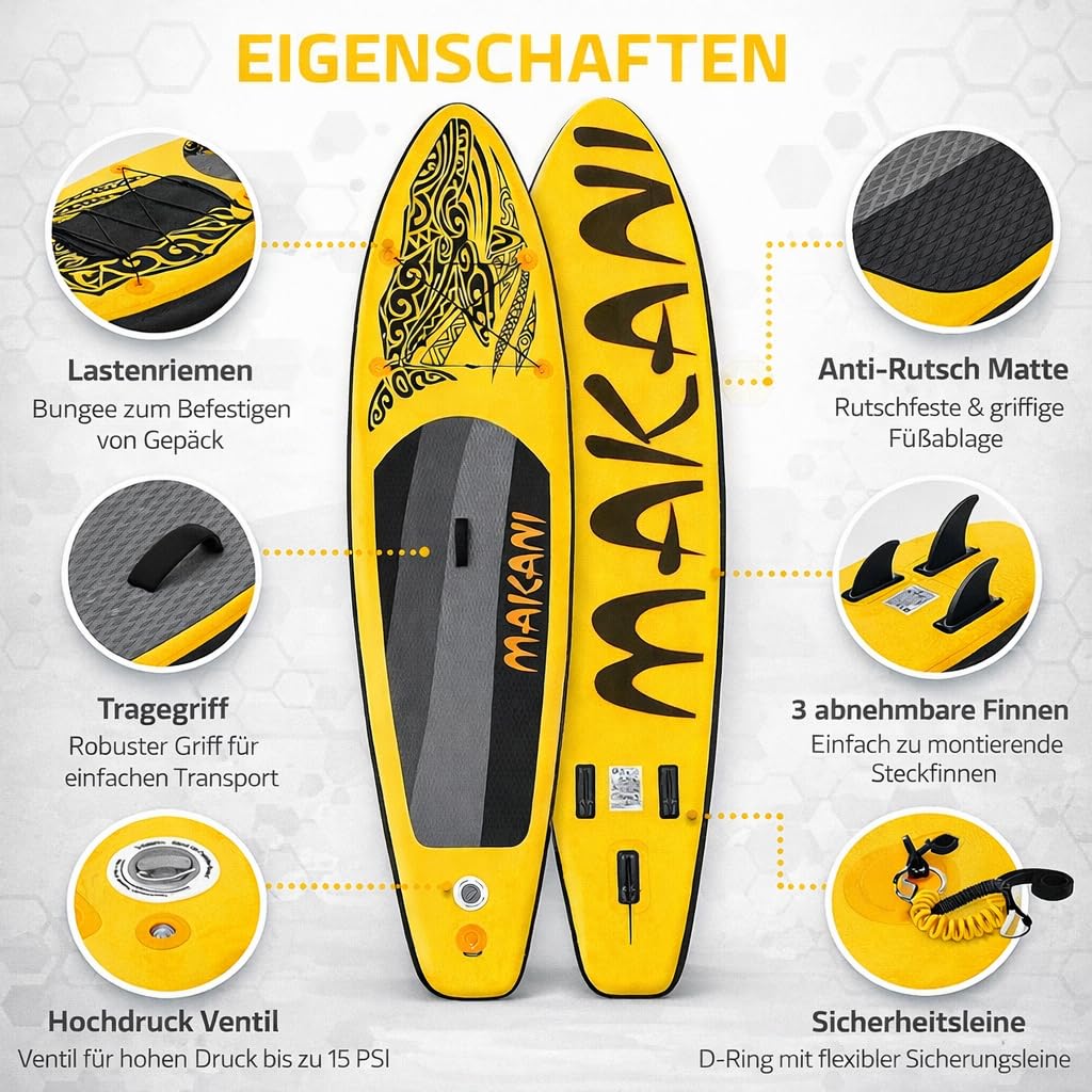 Makani Sup Gelb Stand Up Paddle Board Deska surfingowa 320 cm 120 kg