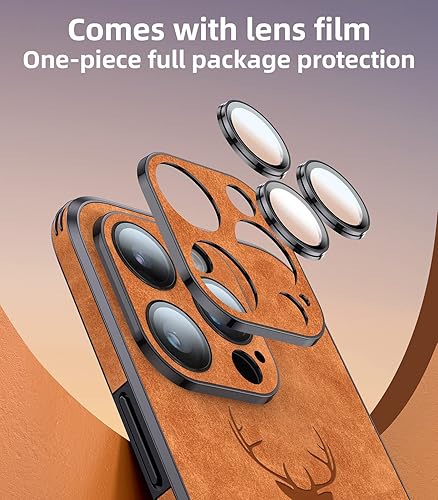 Miniatura 4 de Funda magnética para iPhone 15 Pro Max de cuero con protección completa de la cámara [compatible con Magsafe] Funda de lujo para iPhone 15 Pro Max