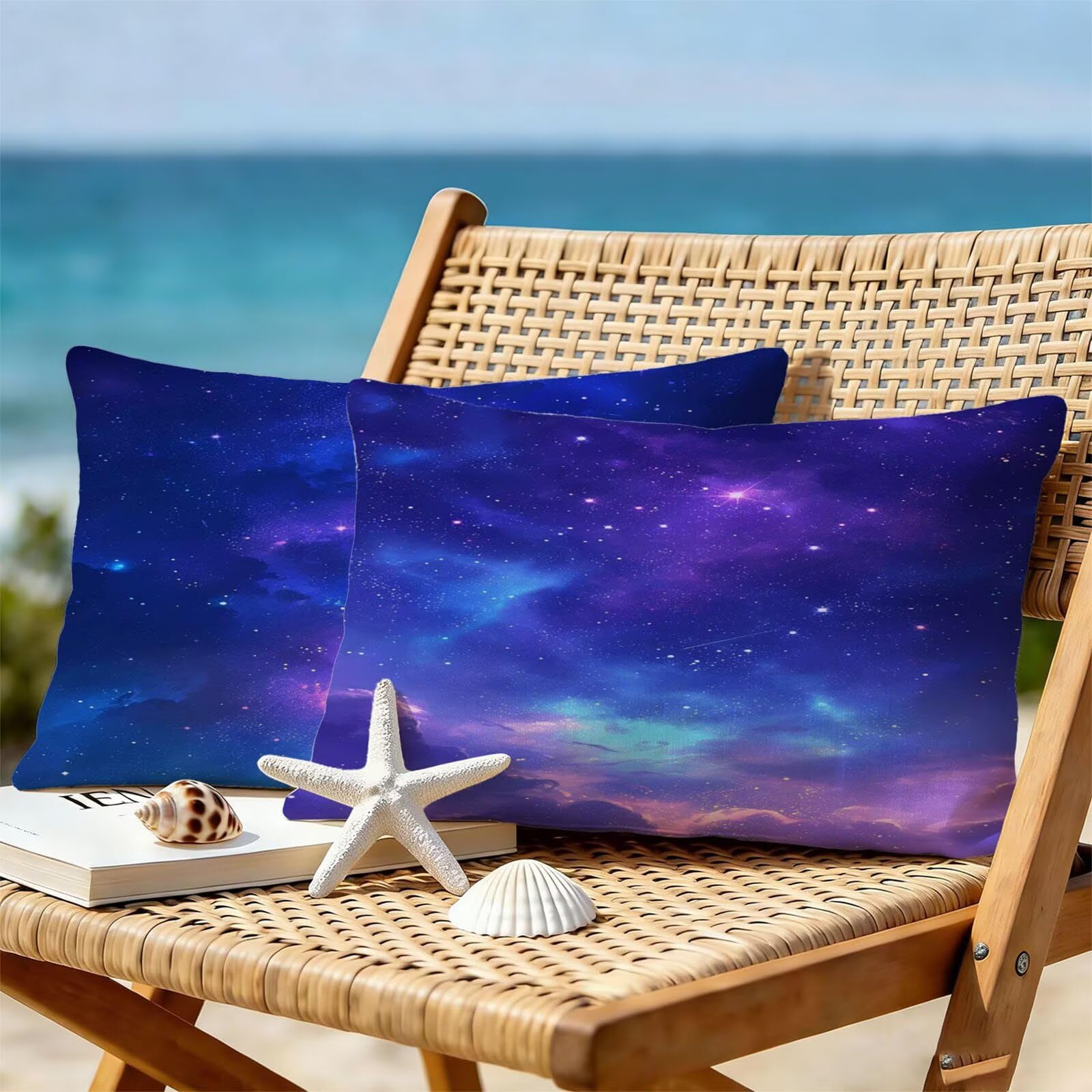 Housse de Coussin Canapé Noir 50x70cm Exterieur Impermeable Ciel Étoilé Taie D'oreiller Décoratif Aesthetic Housse Coussin Decoration pour Chambre Sofa Jardin Balcon Terrasse Lot de 2. T-4376
