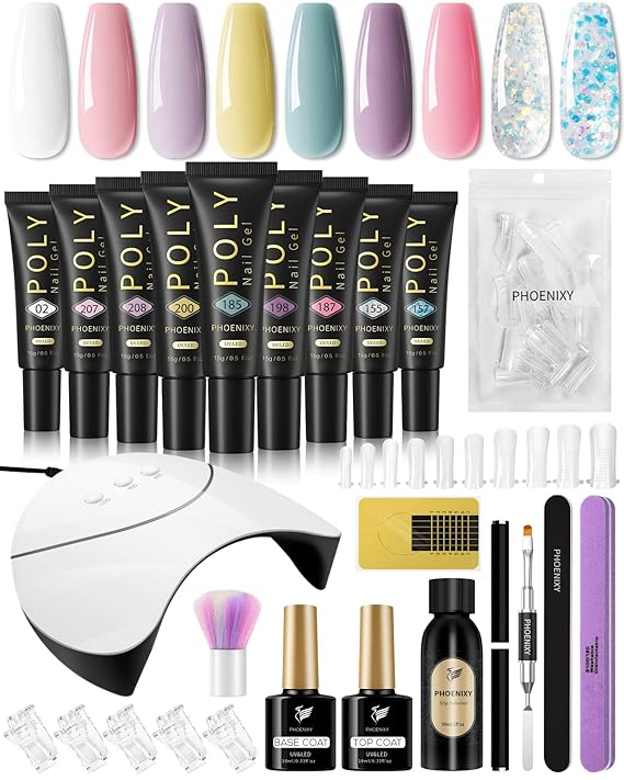 Phoenixy Poly Nail Gel Kit, 9 Colors Extension Gel Nail