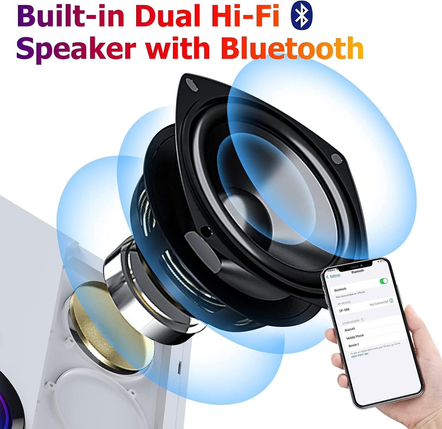 Flash Deals - 60% OFF Native 1080P Bluetooth Projector, Towond Portable HiFi Speaker Movie Projector,4K 7500L Video Protectors Compatible with TV Stick HDMI VGA USB TF AV for Home Theater/Outdoor Cinema, Remote Control